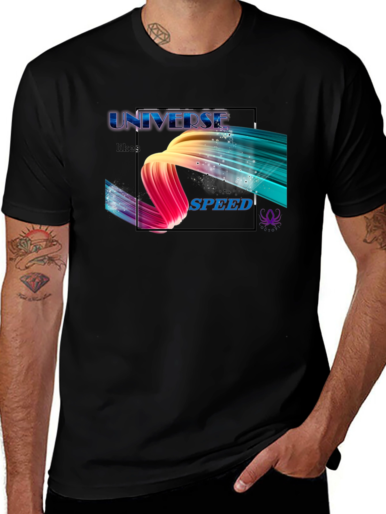 Universe Likes Speed Black T-Shirt