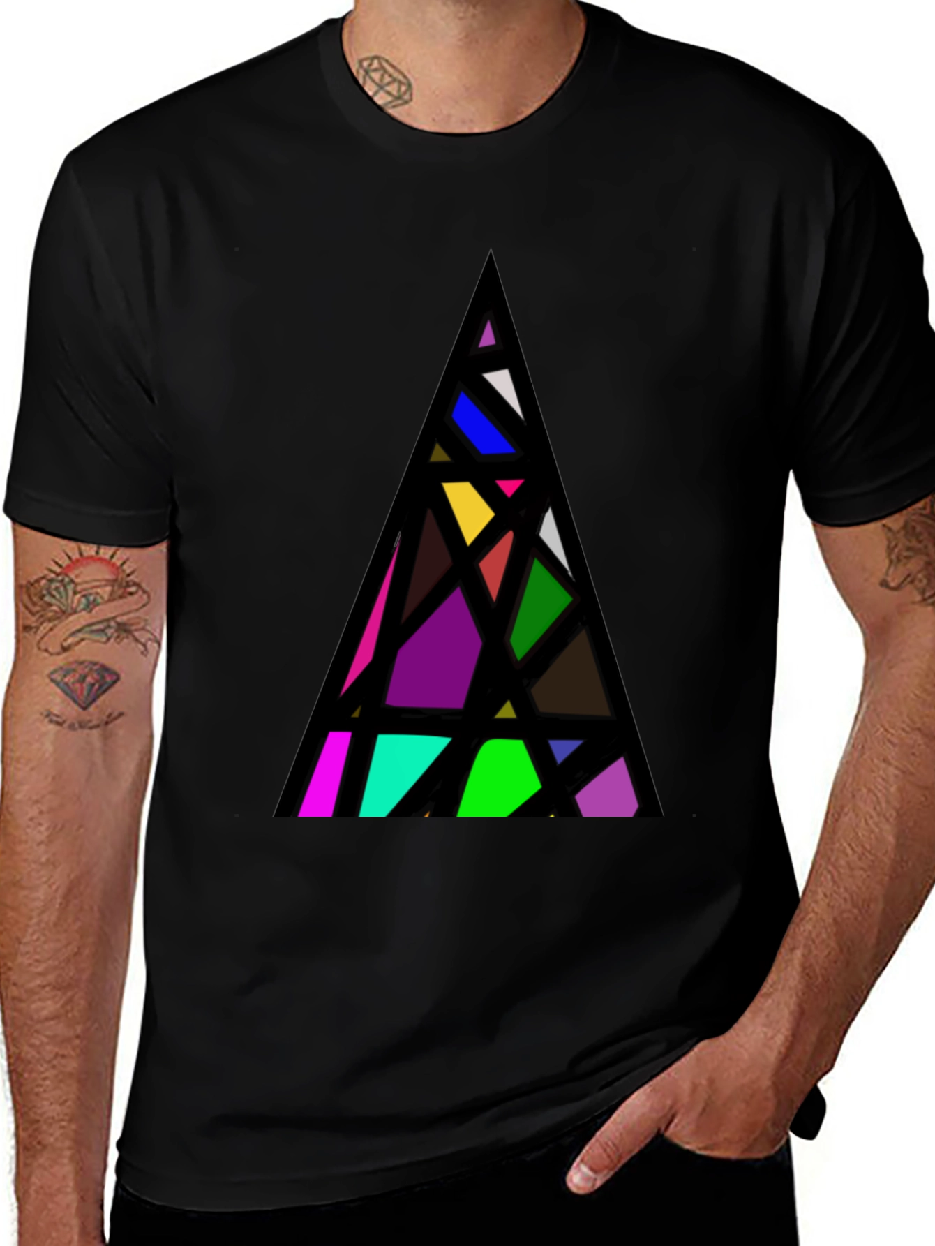 Variant 2 of Geometric Prism T-Shirt - Abstract Triangle Design