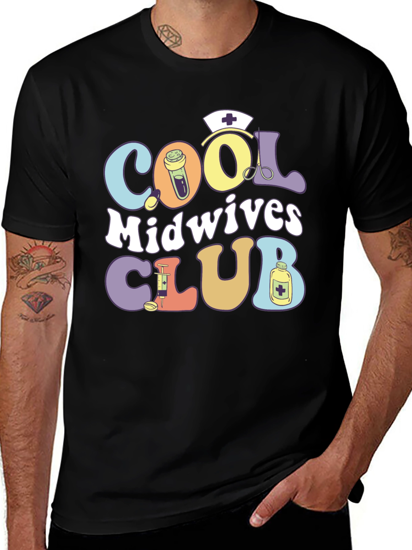 Variant 5 of Cool Midwives Club T-Shirt: Retro Medical Design