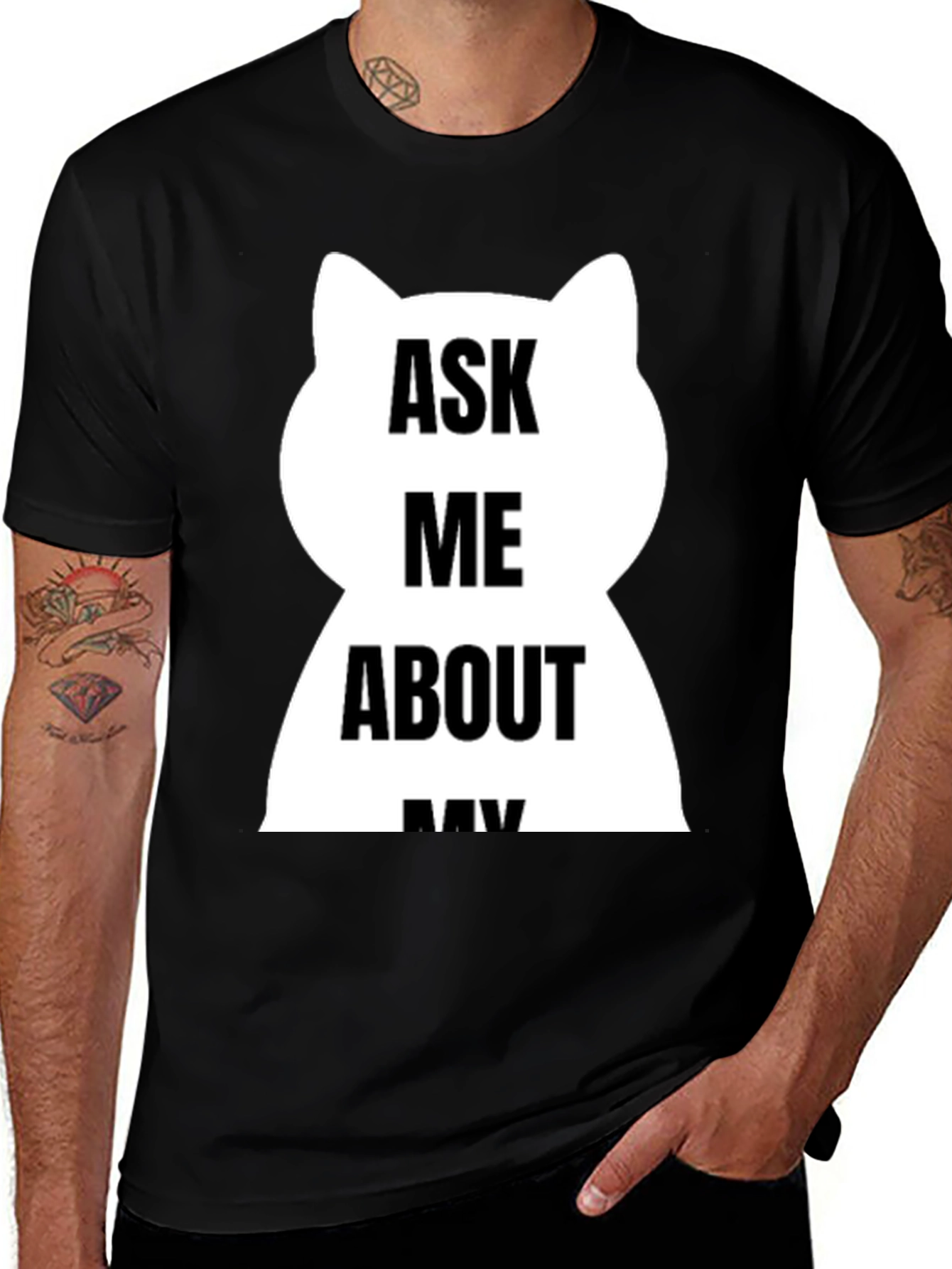 Variant 13 of Ask Me About My Cat T-Shirt - Black Graphic Tee