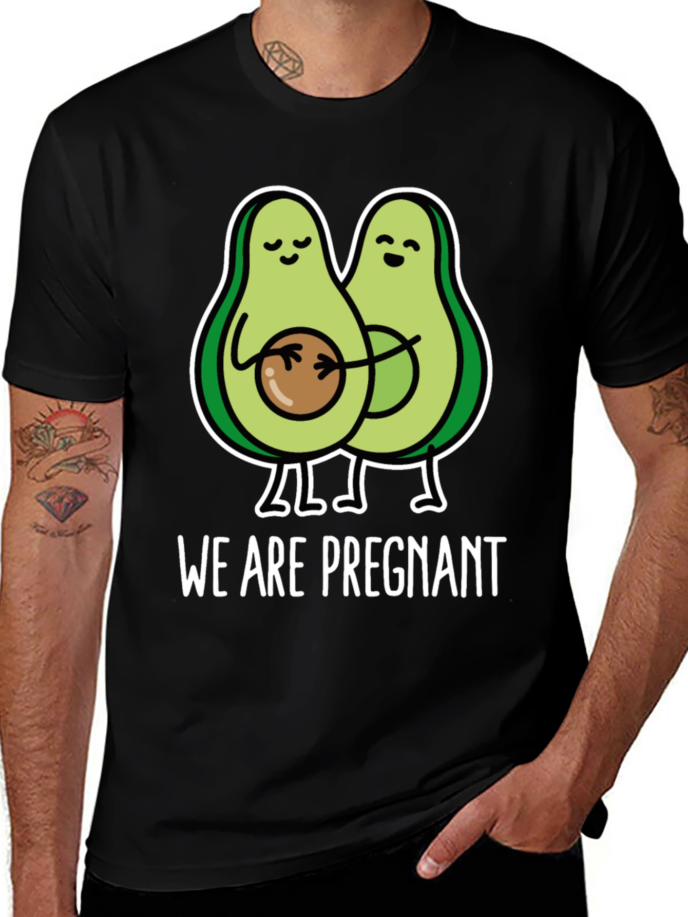 Funny We Are Pregnant Avocado Matching Couple T-Shirt