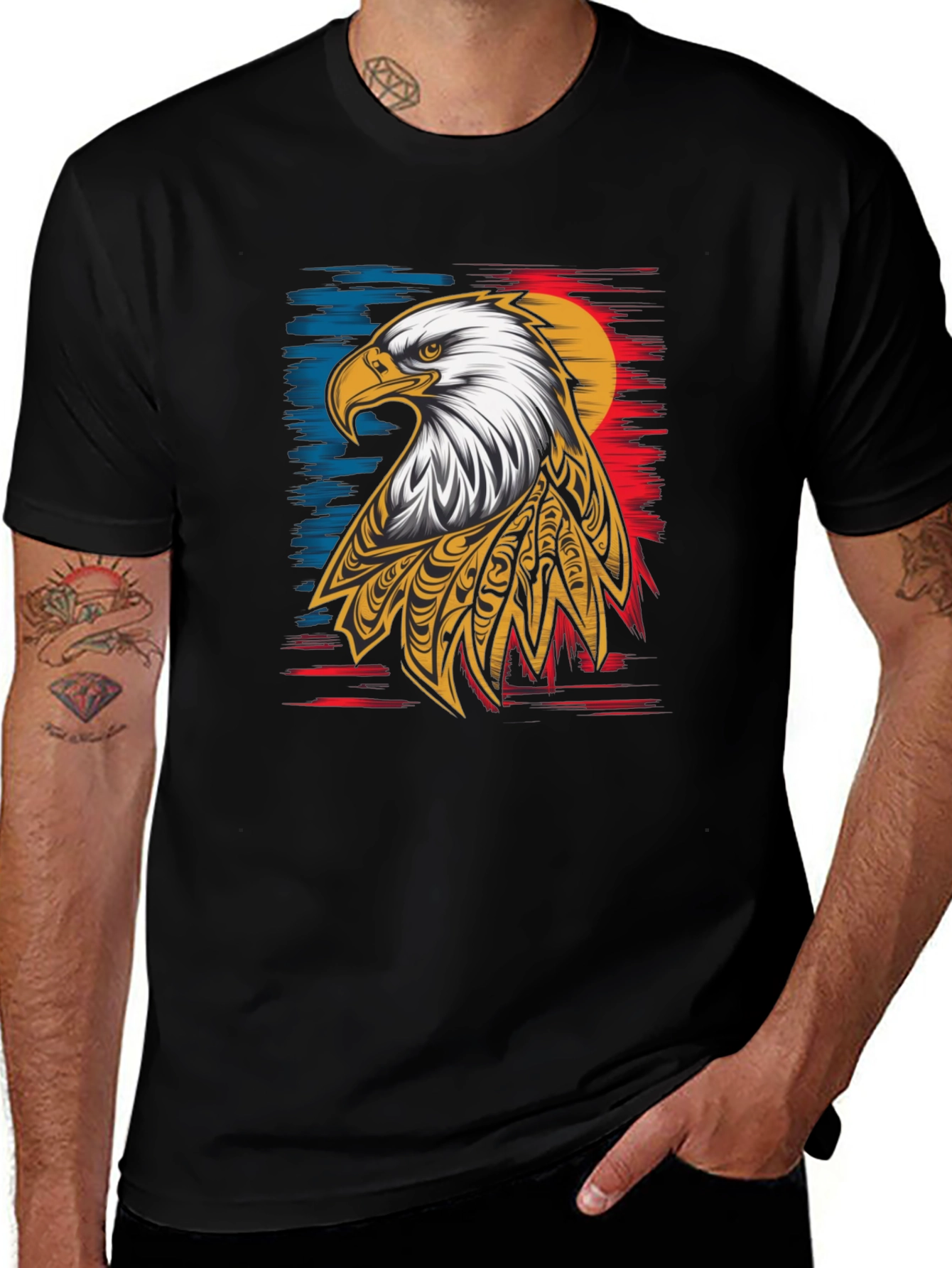 Variant 8 of Eagle Graphic Print Black T-Shirt