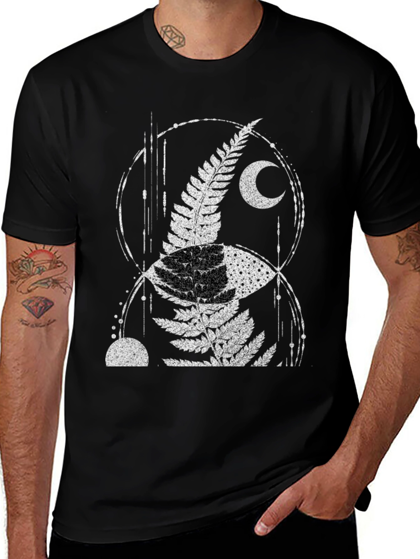 Variant 2 of Fern & Moon Graphic Tee - Black Cotton Blend