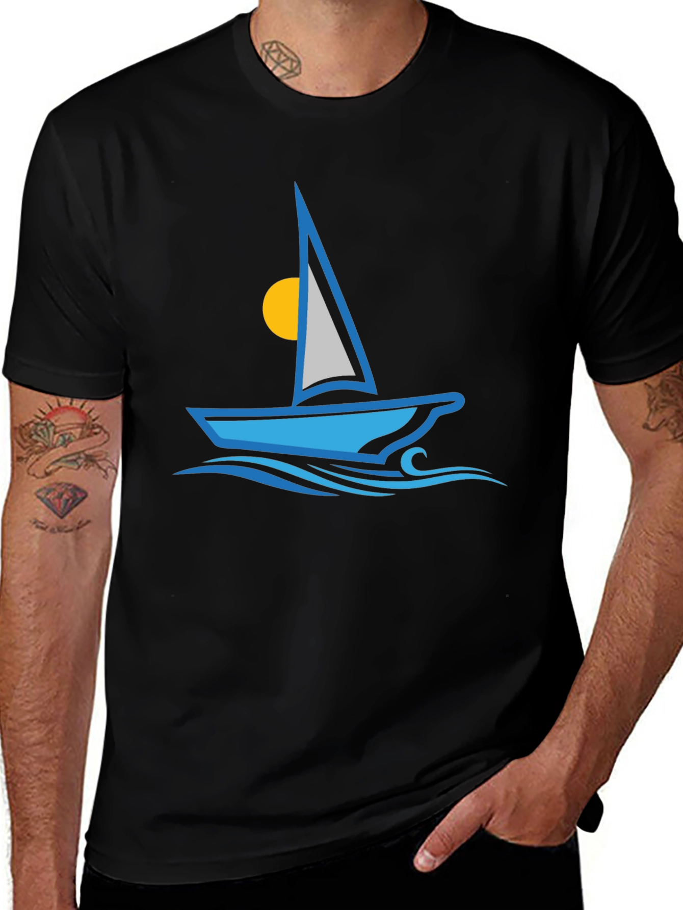 Variant 21 of Sailing T-Shirt - Blue Boat Graphic Tee