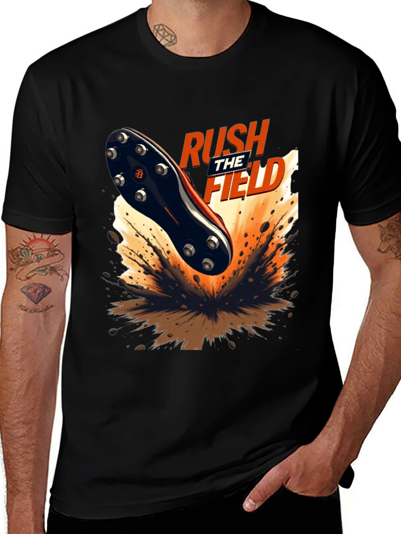 Variant 24 of Rush the Field Graphic Tee - Black Cotton T-Shirt