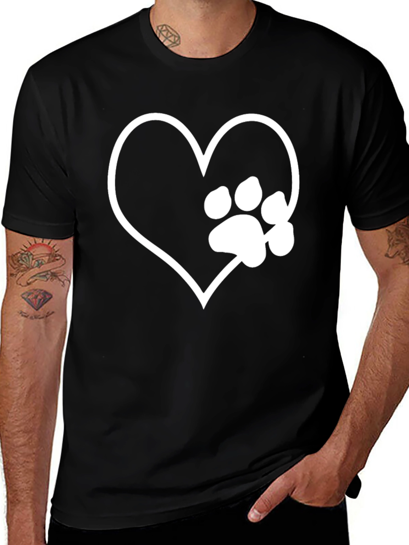 Variant 30 of Dog Lover T-Shirt - Heart and Paw Print
