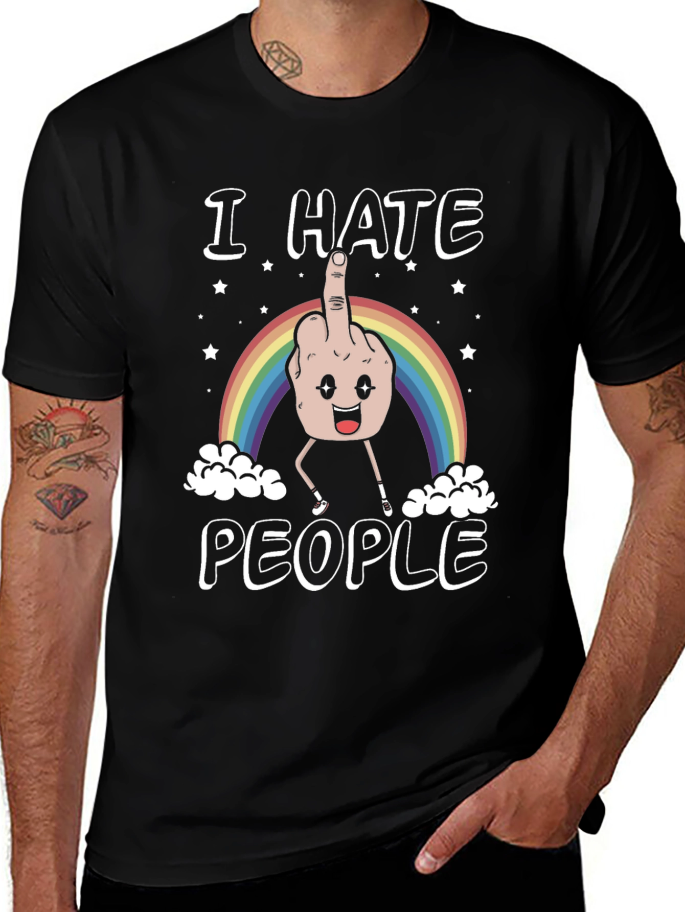 I Hate People Rainbow T-Shirt Funny Graphic Tee
