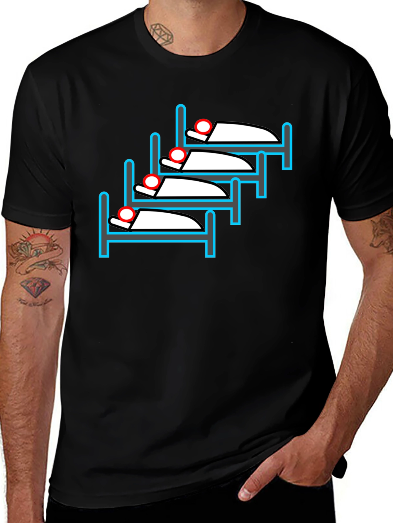 Sleepy Stack T-Shirt - Quirky Bed Design
