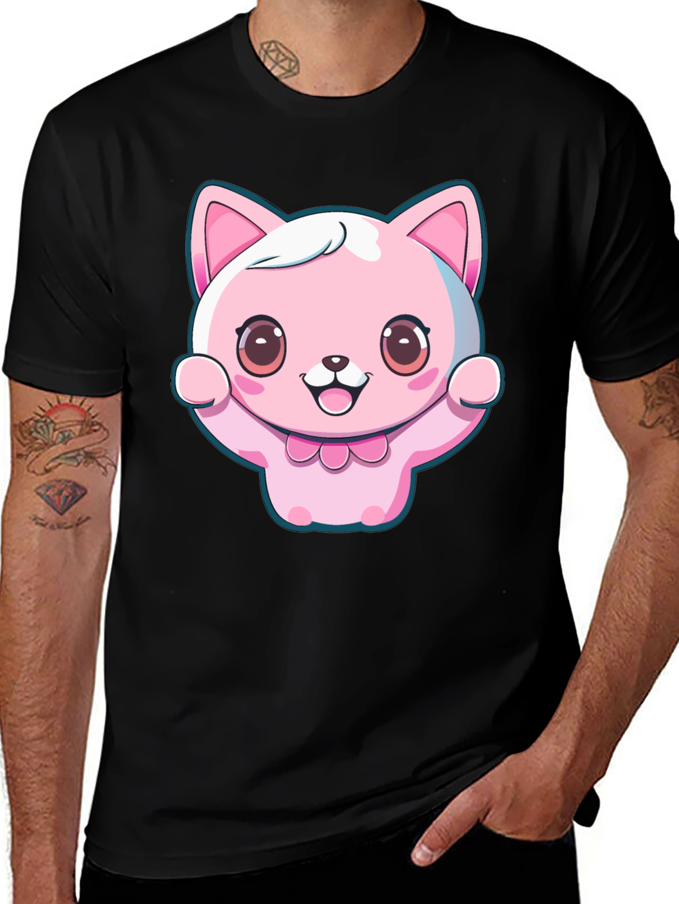 Variant 22 of Kawaii Cat Graphic Tee - Cute Cartoon Style