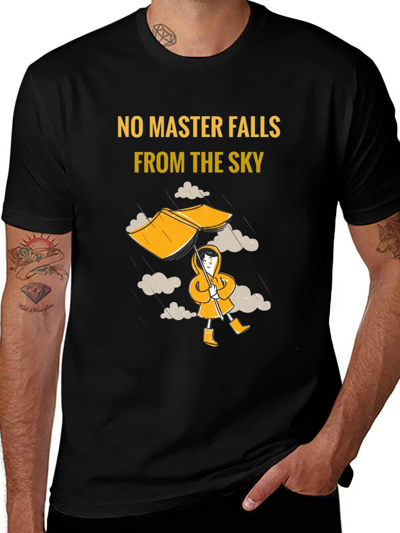 Variant 6 of Humorous 'No Master Falls' Graphic T-Shirt