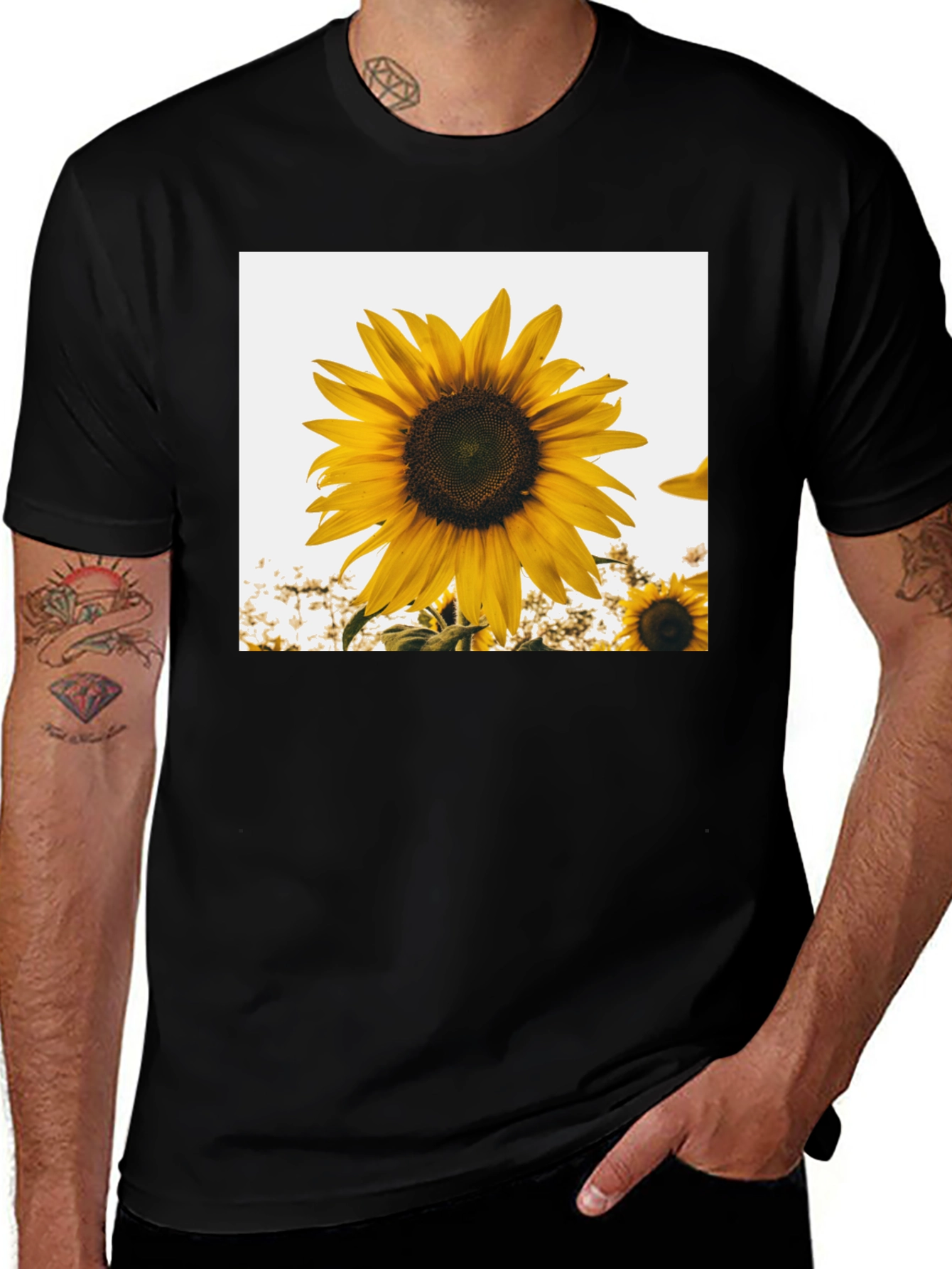 Variant 29 of Sunflower Graphic T-Shirt - Black Cotton Tee