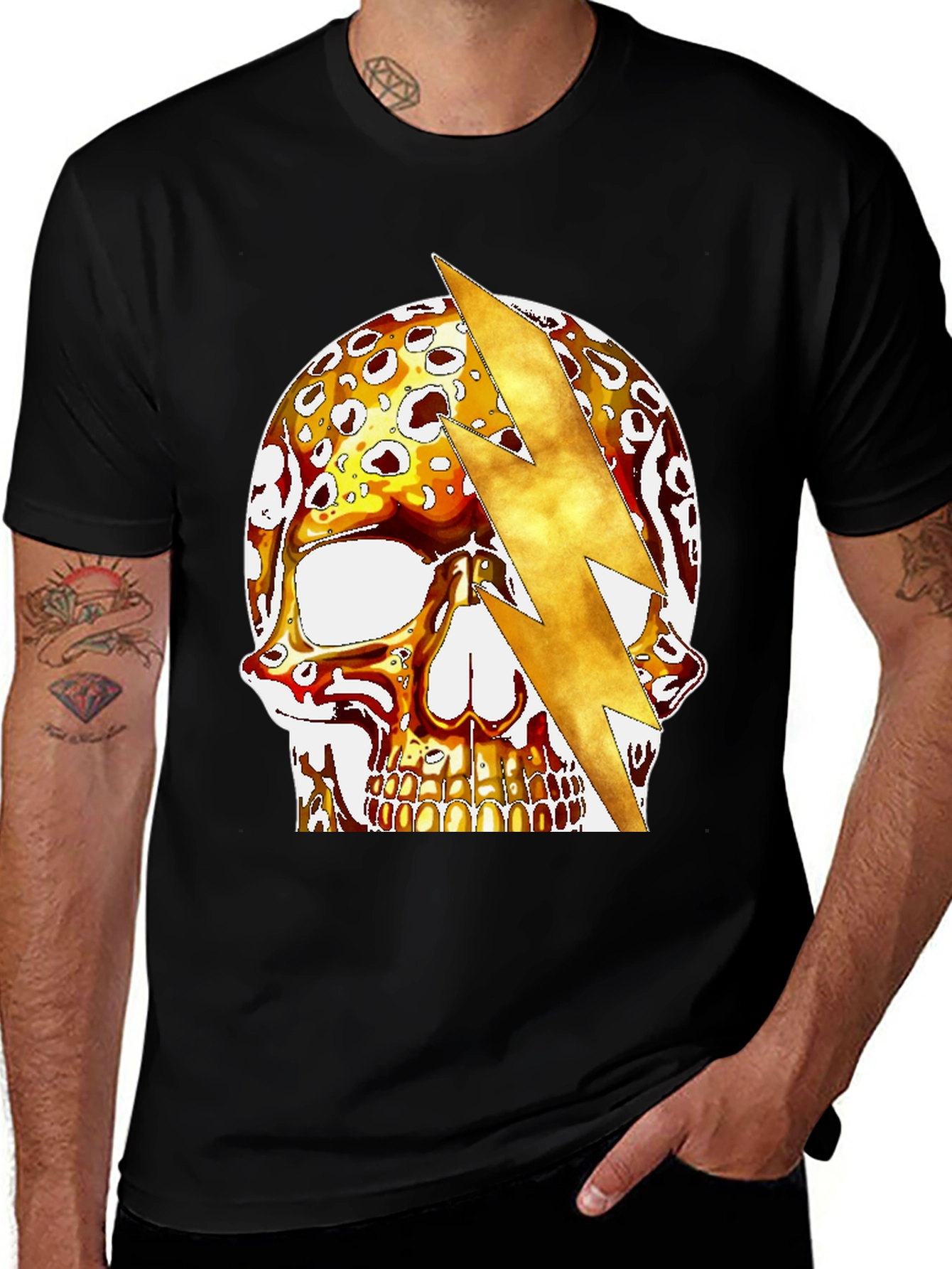 Variant 25 of Skull & Lightning Bolt Graphic T-Shirt