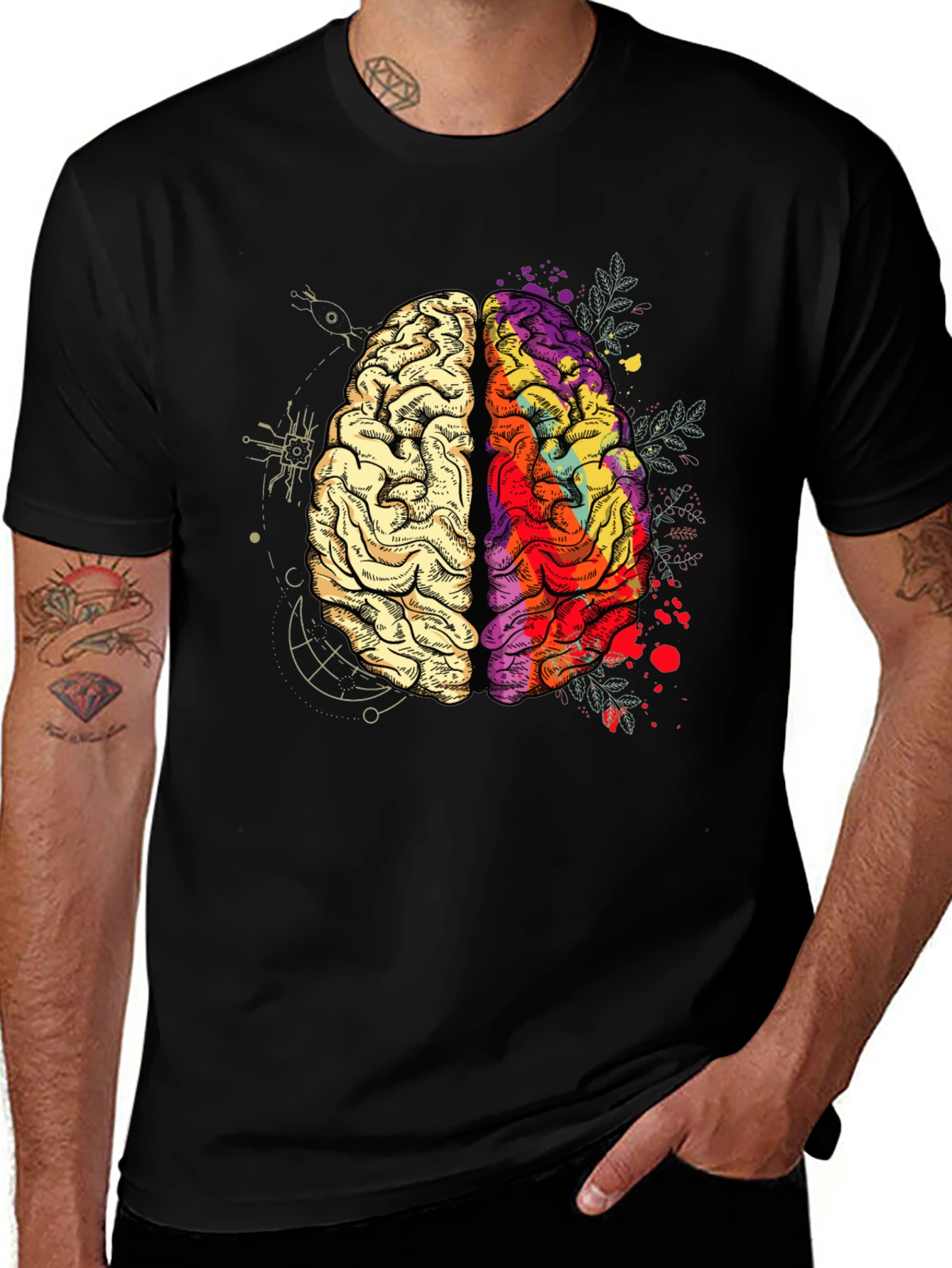 Variant 10 of Brain Art Graphic T-Shirt - Mens Crew Neck Tee