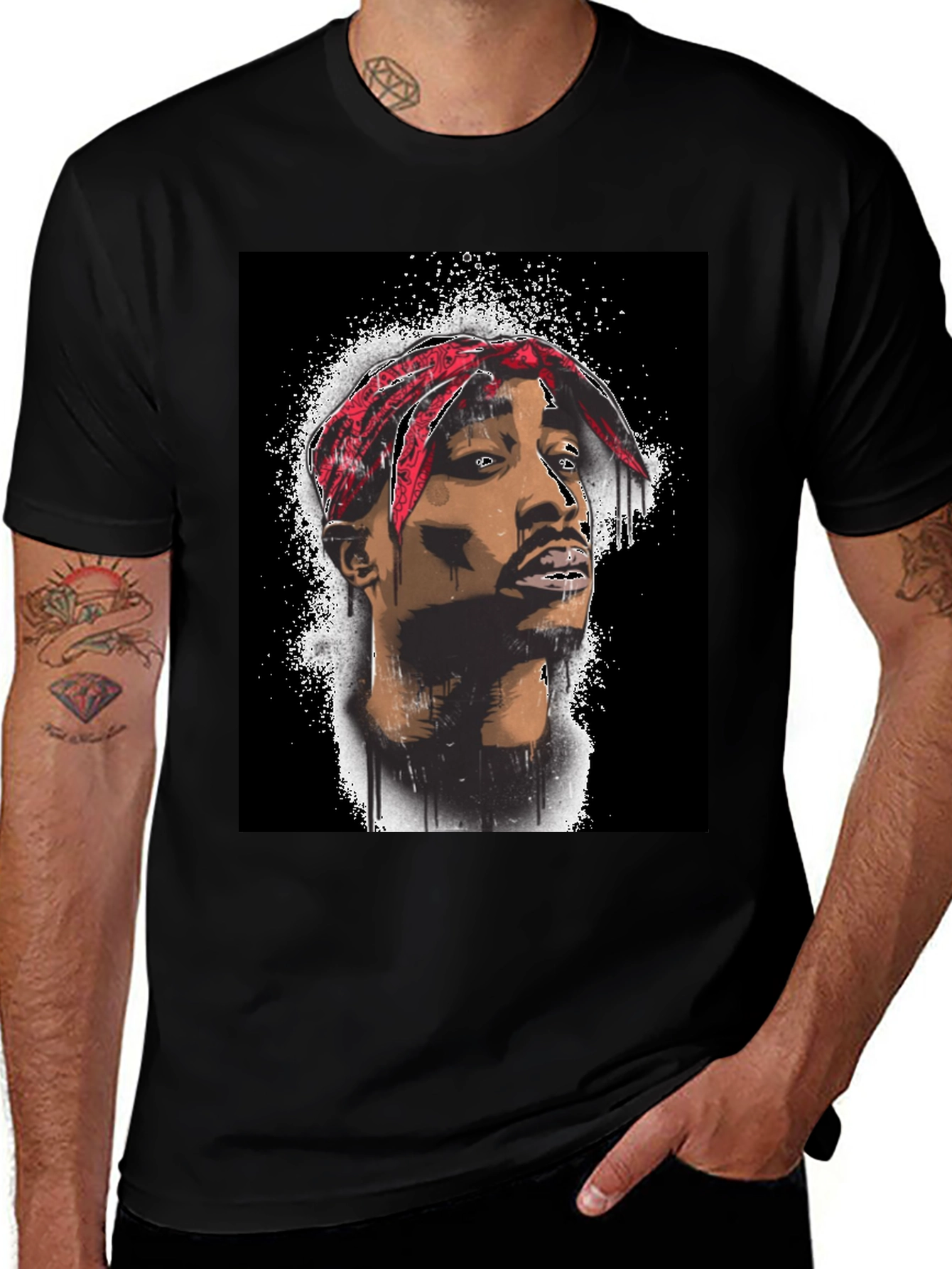 Variant 21 of Tupac Graphic Print Black T-Shirt