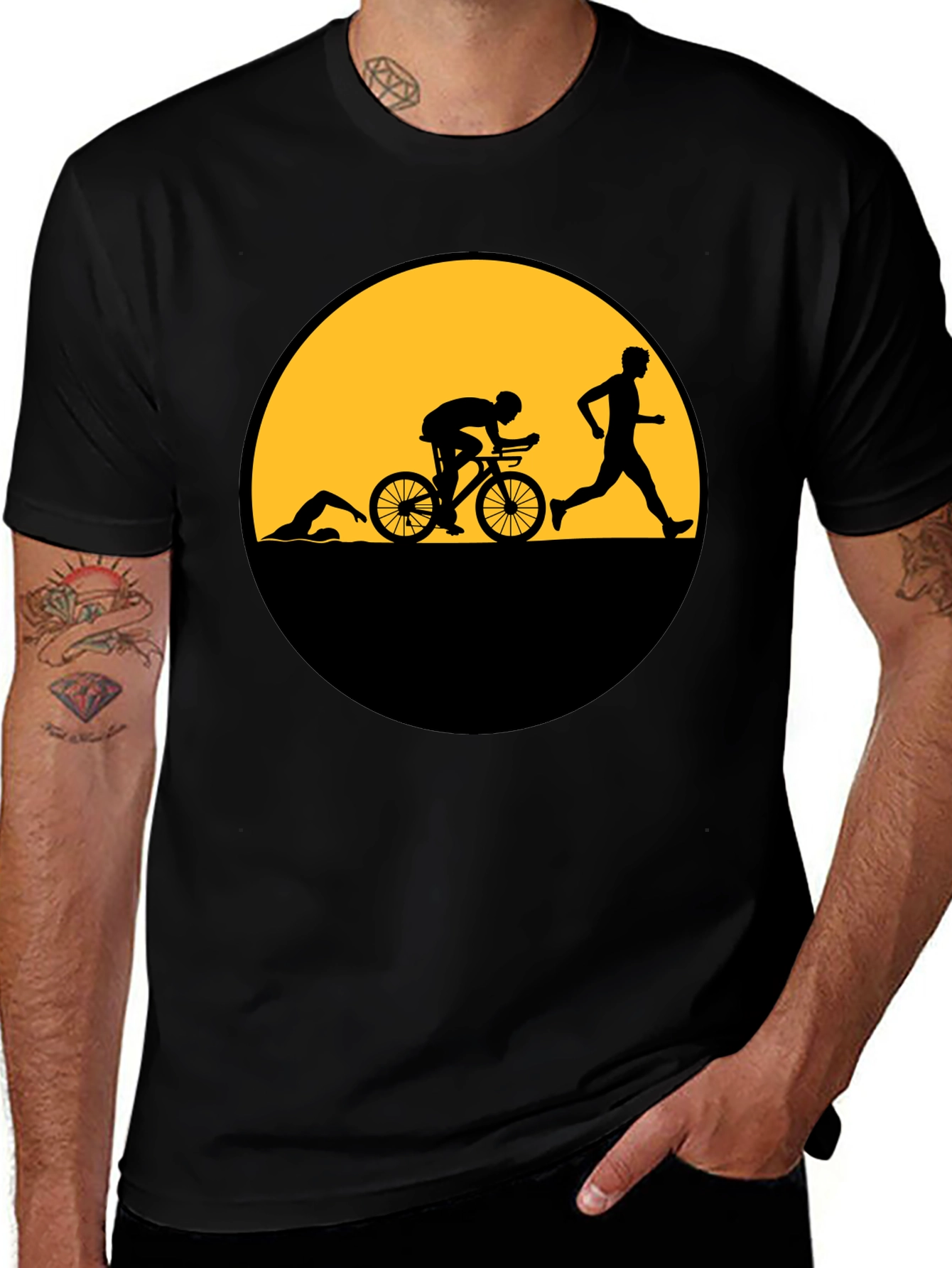 Variant 22 of Triathlon Silhouette Black T-Shirt