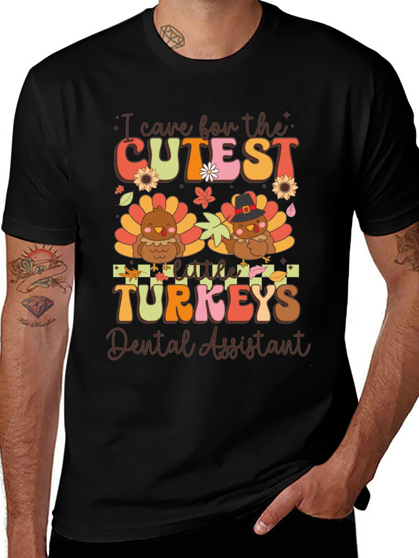 Cute Thanksgiving Dental Assistant Turkey Shirt
