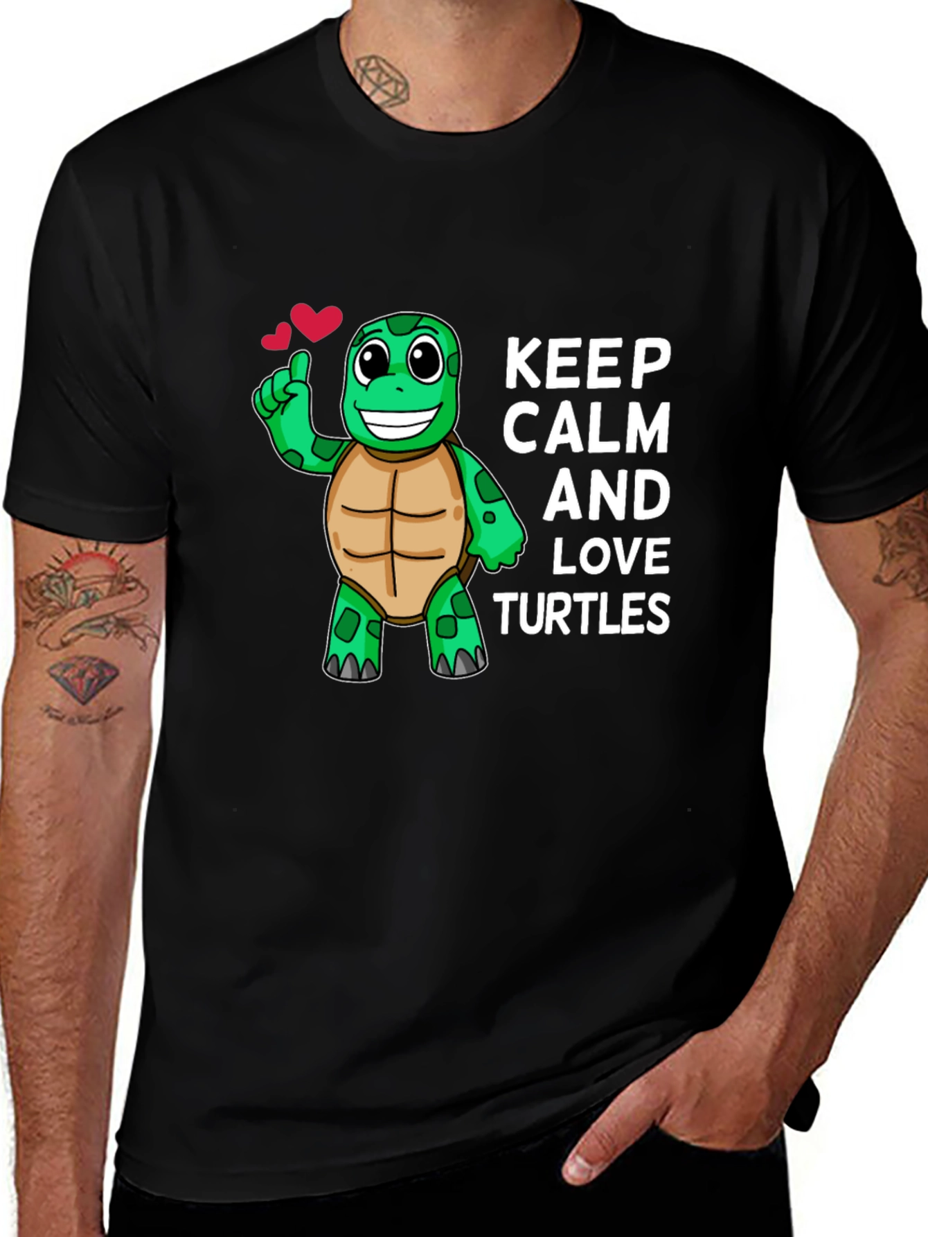 Variant 17 of Keep Calm and Love Turtles Black T-Shirt