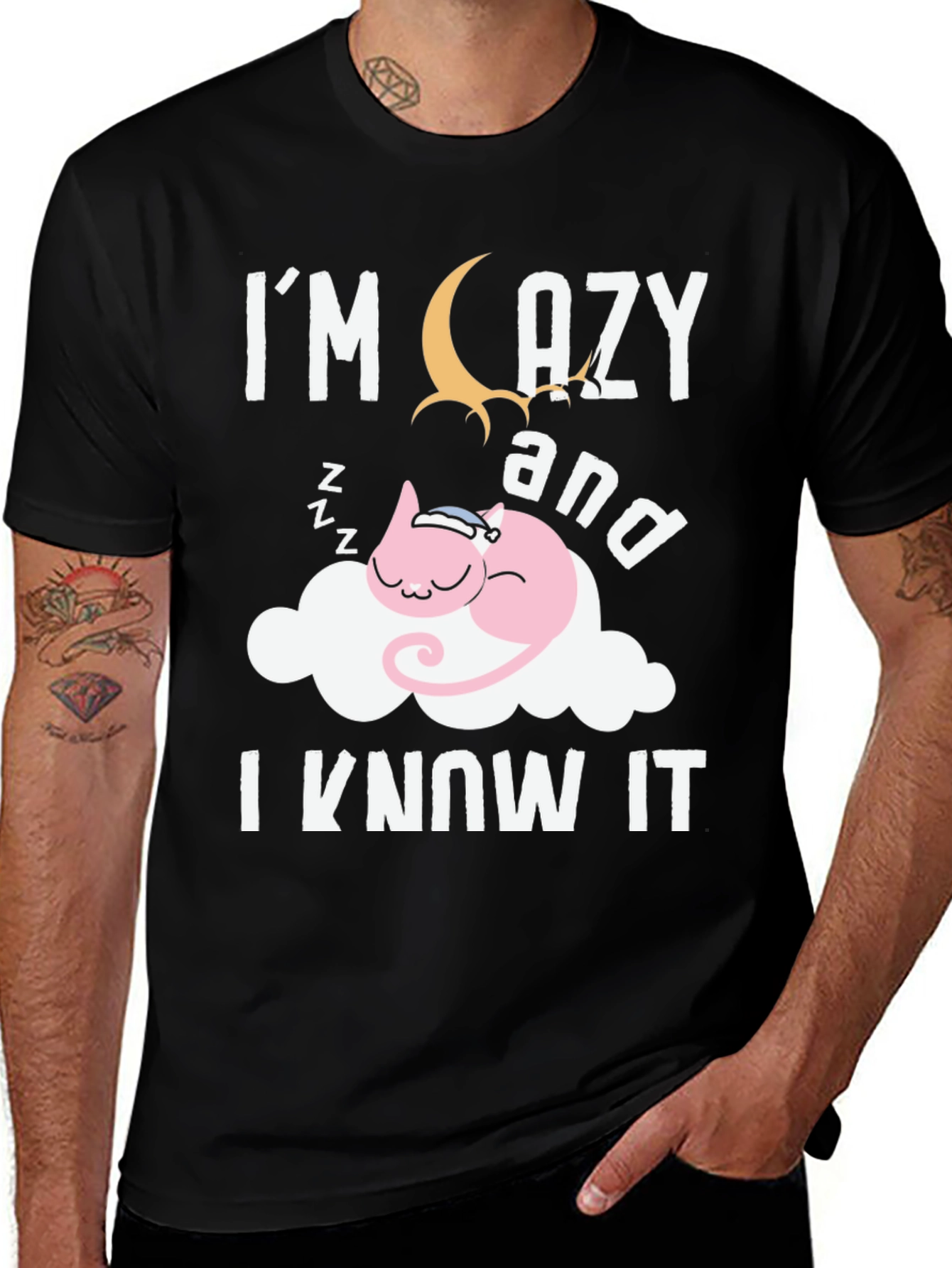 Variant 2 of Lazy Cat Nap T-Shirt - Soft Cotton Blend