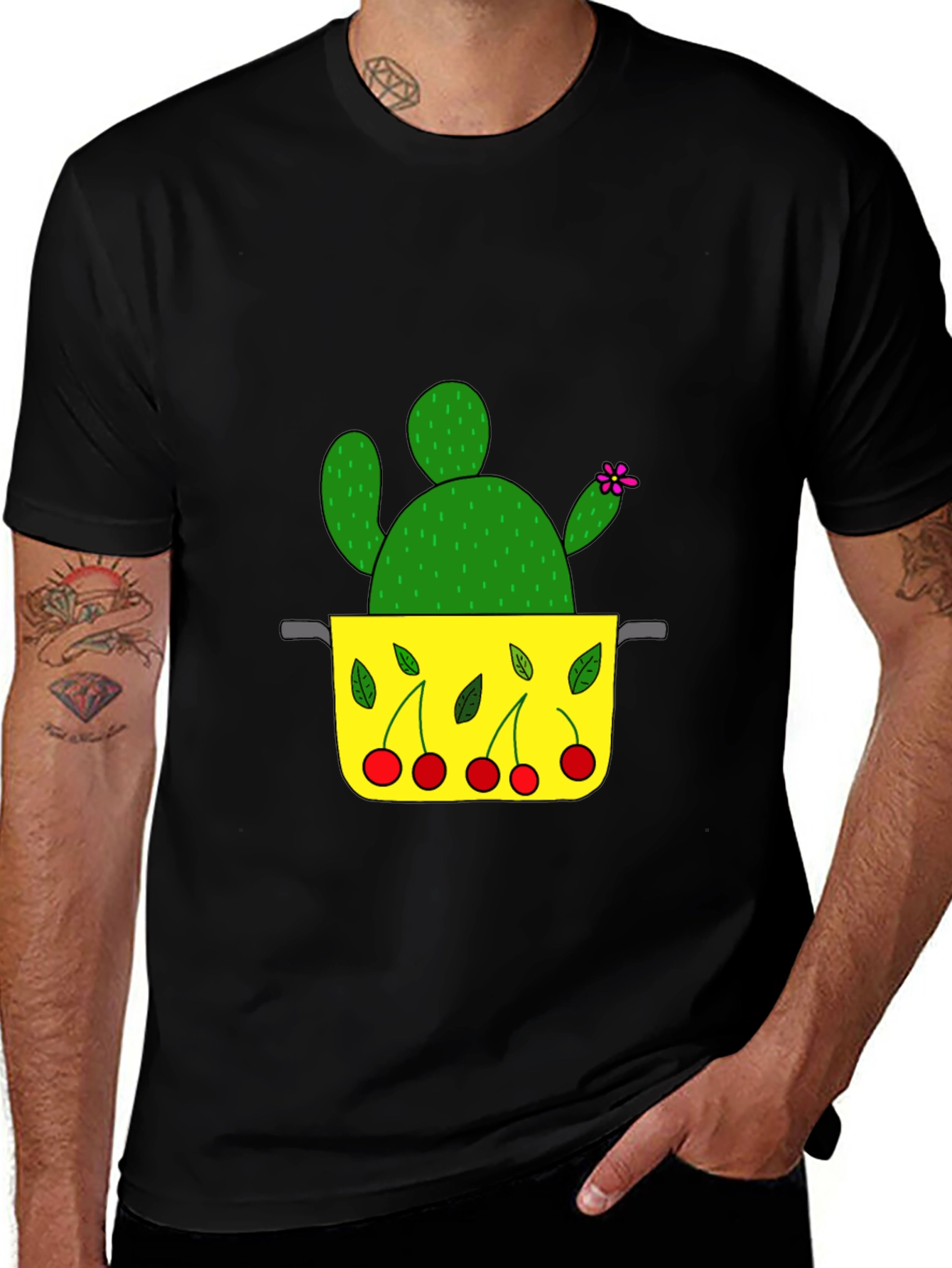Variant 24 of Cactus & Cherries Graphic Tee - Black T-Shirt