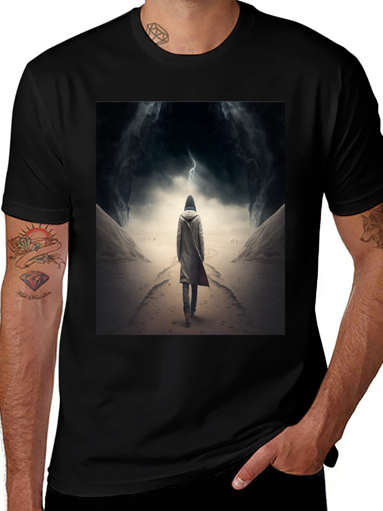 Variant 16 of Hooded Figure Lightning Black T-Shirt