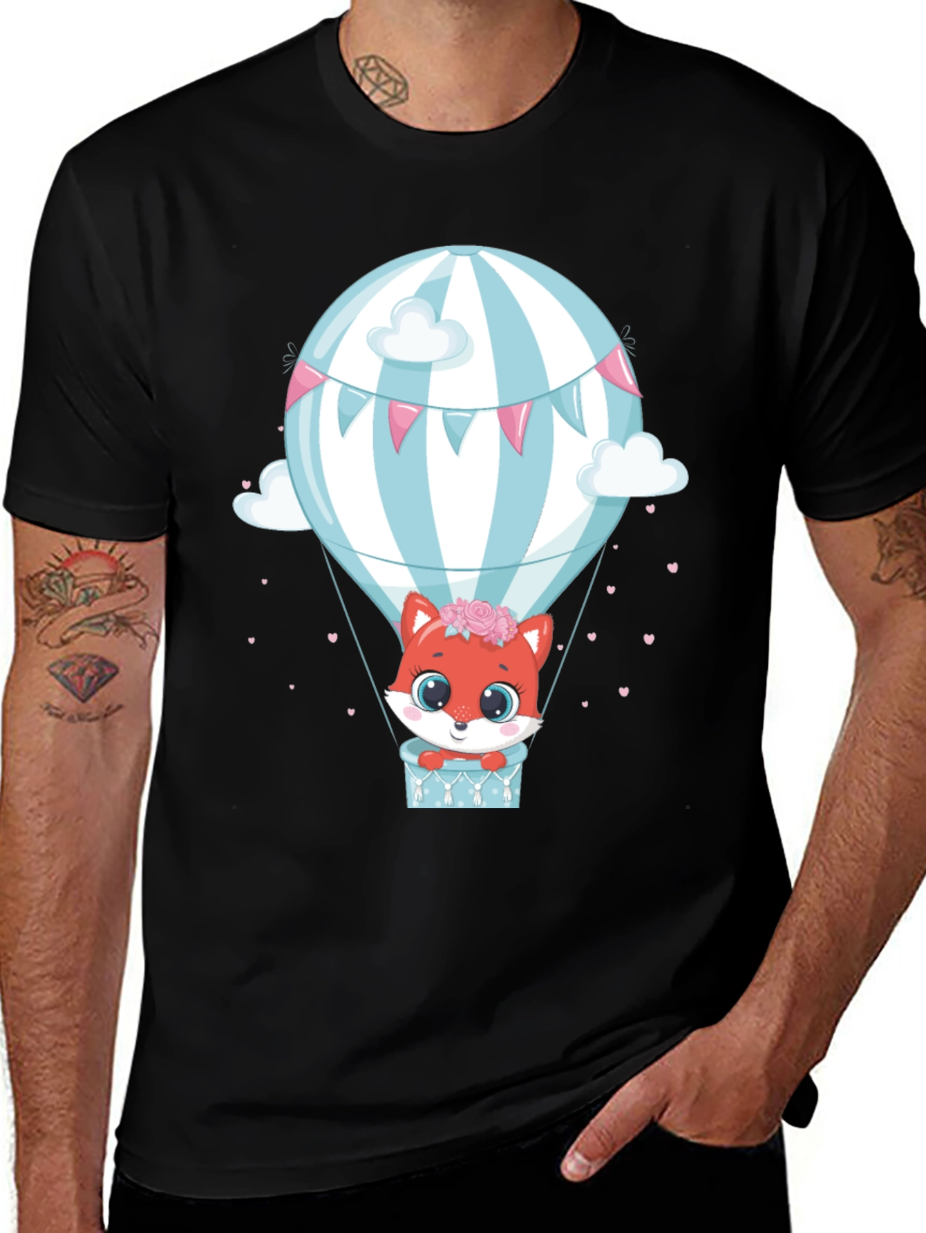Variant 21 of Cute Fox in Hot Air Balloon Graphic Tee