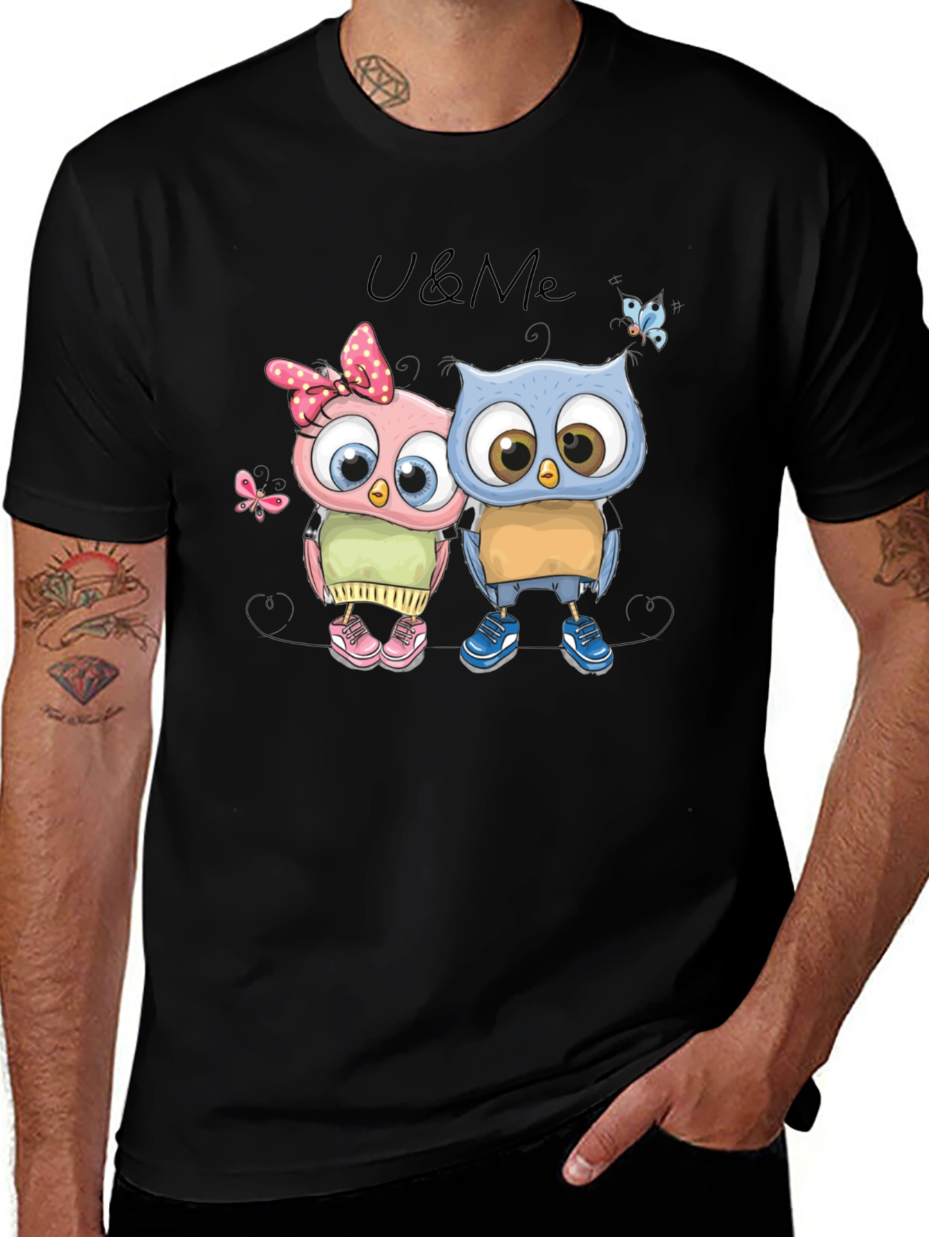Variant 11 of Cute Owl Couple Graphic Tee - U & Me Design