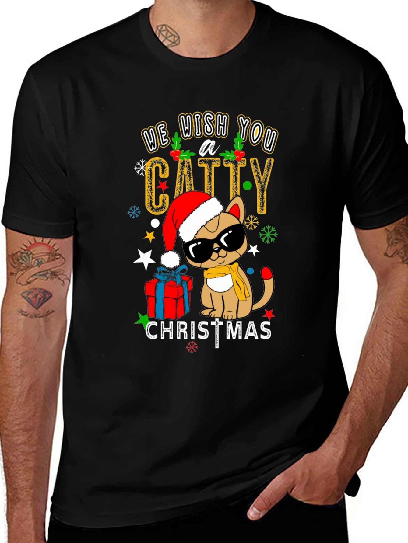Catty Christmas T-Shirt - Holiday Festive Wear