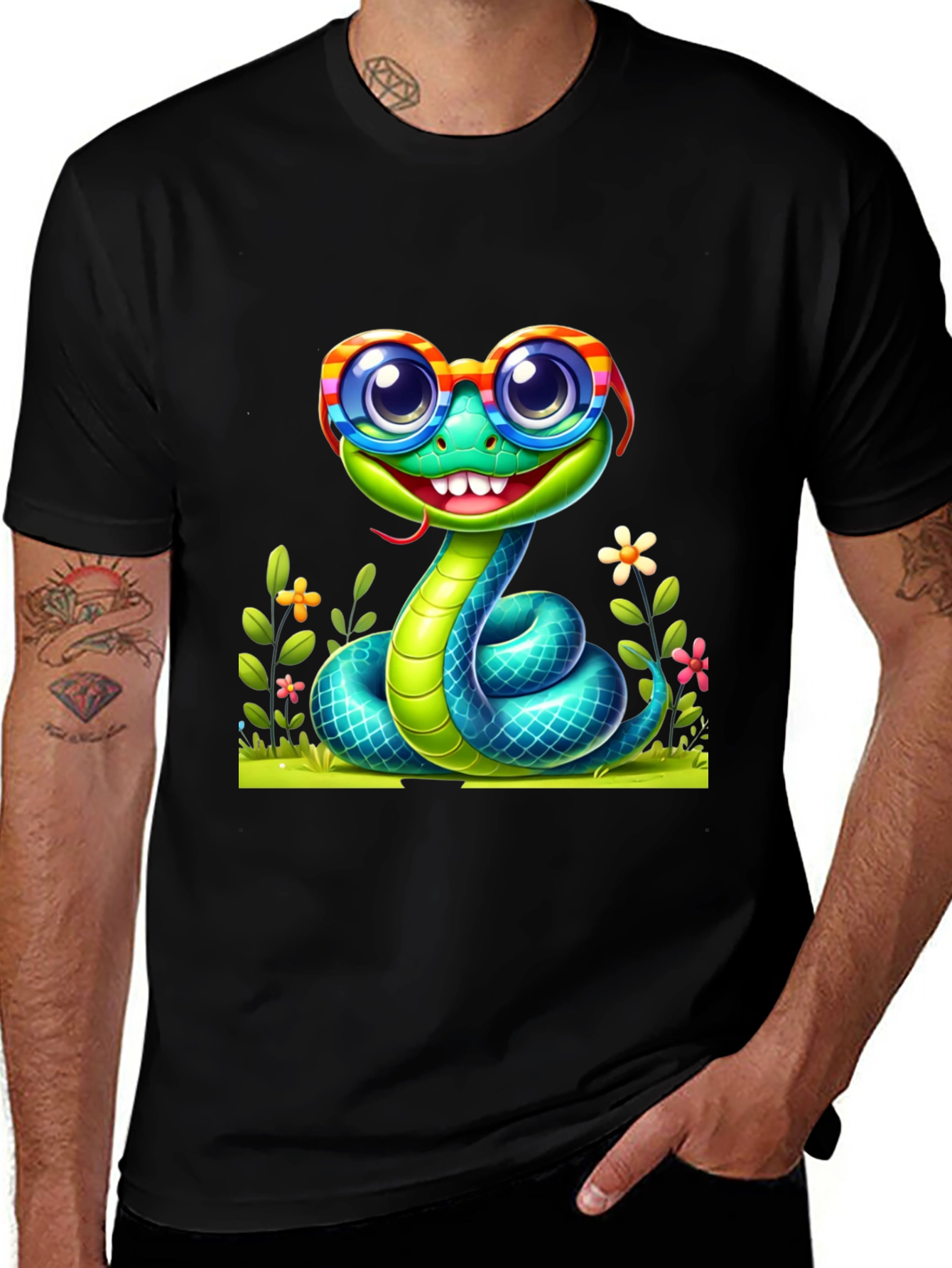 Variant 21 of Snake with Glasses Graphic Tee