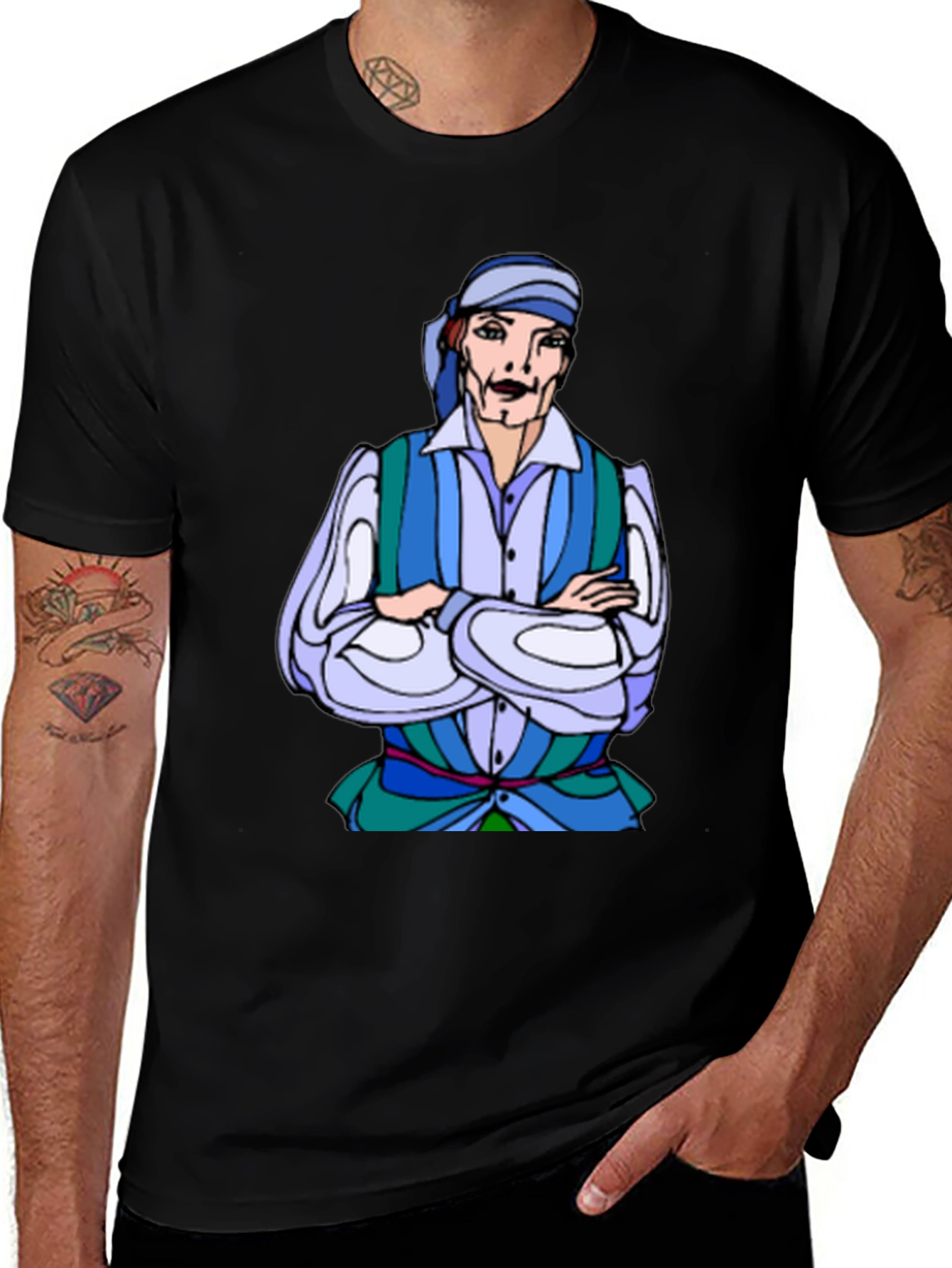 Variant 21 of Pirate Graphic T-Shirt, Black Cotton Tee