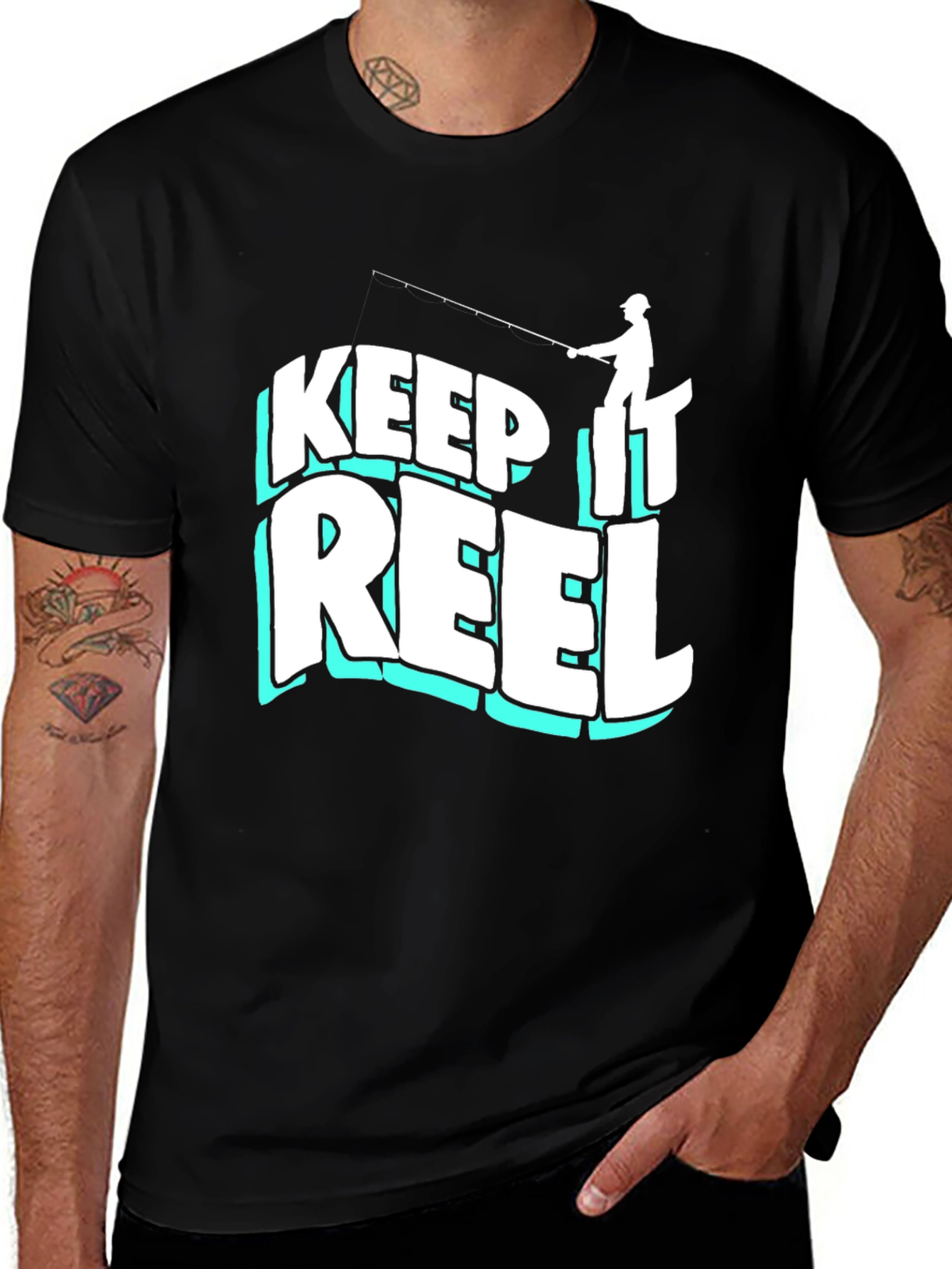 Variant 9 of Keep It Reel Fishing Graphic T-Shirt