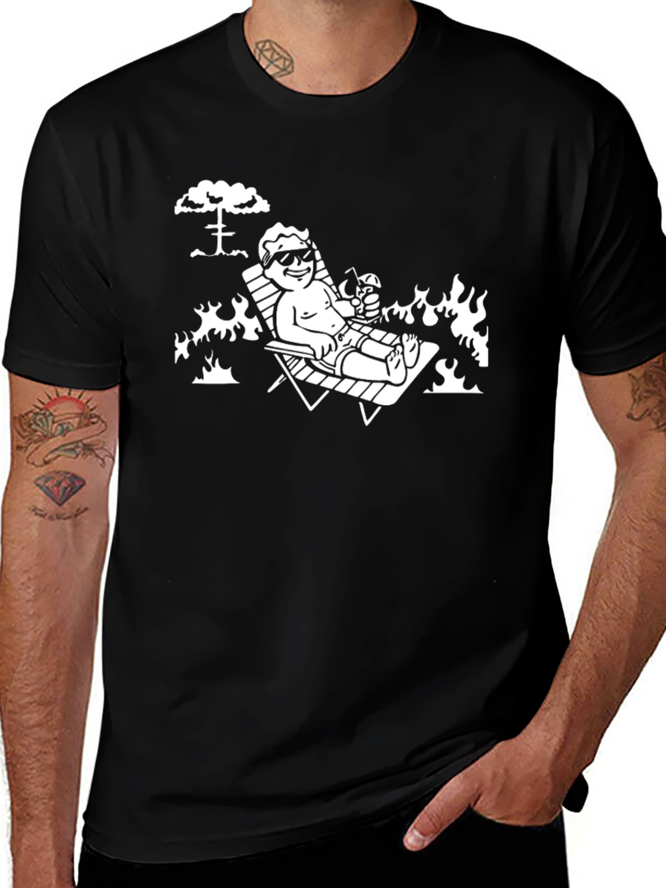 Variant 14 of Fallout Vault Boy Relaxing T-Shirt - Black