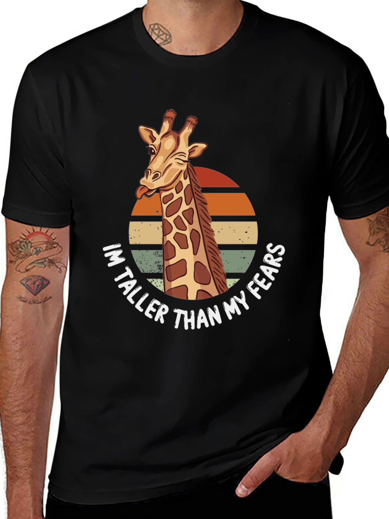 Variant 22 of Giraffe Humor T-Shirt: I'm Taller Than My Fears