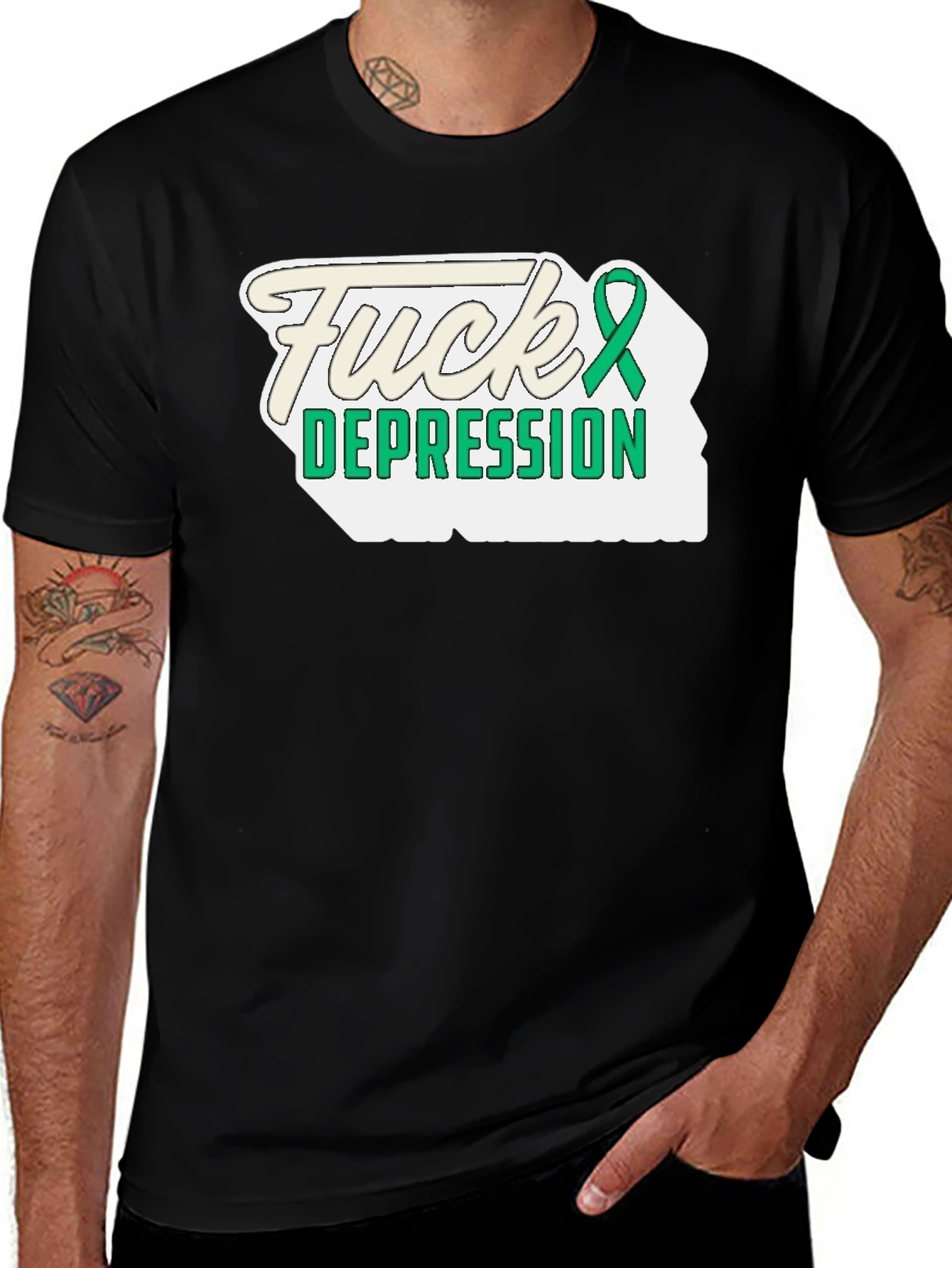 Fuck Depression T-Shirt - Mental Health Awareness Ribbon Tee