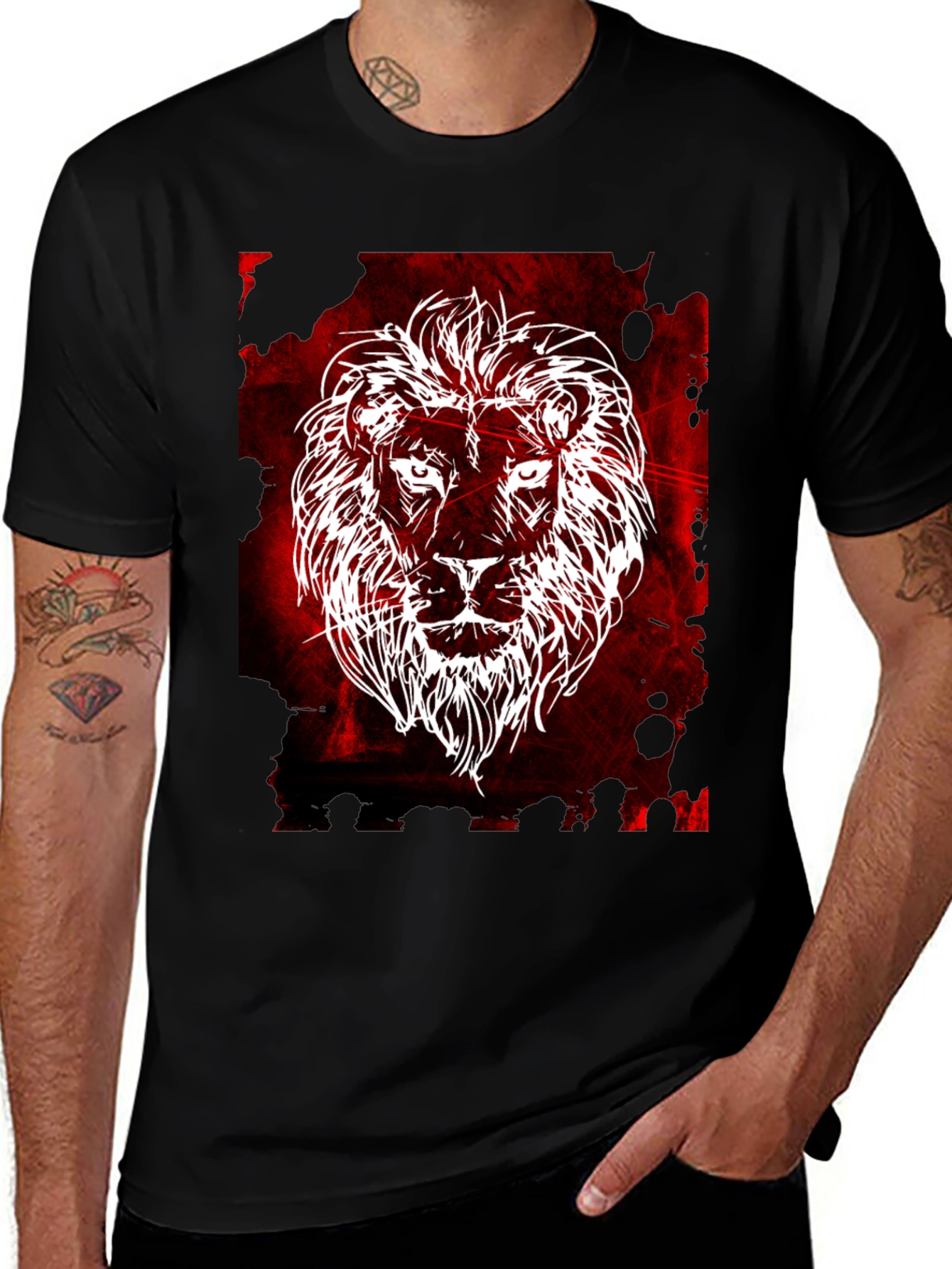 Variant 24 of Lion Graphic Print Black T-Shirt
