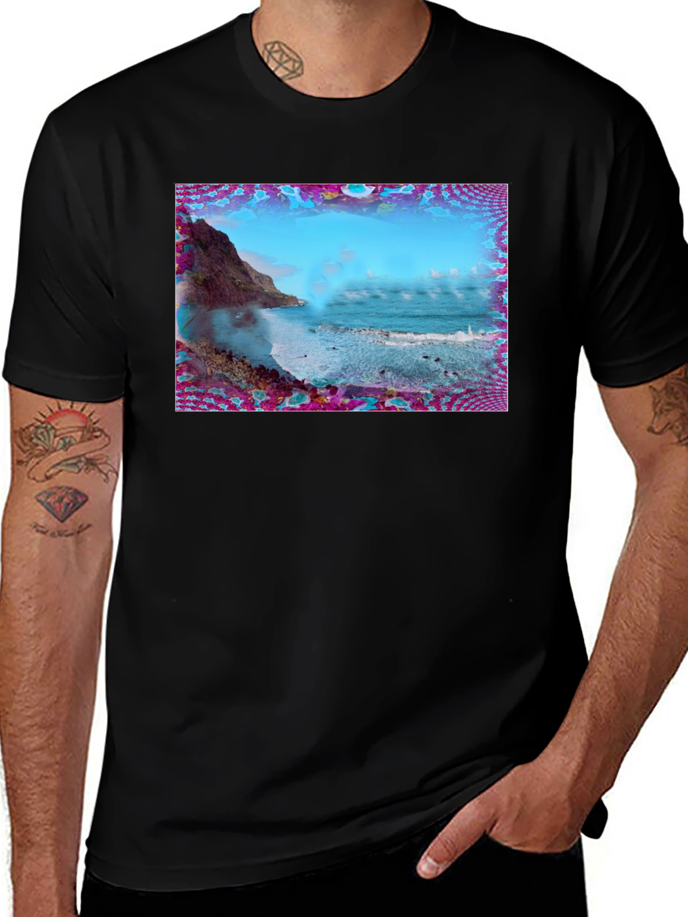 Variant 2 of Ocean View Graphic Tee - Black