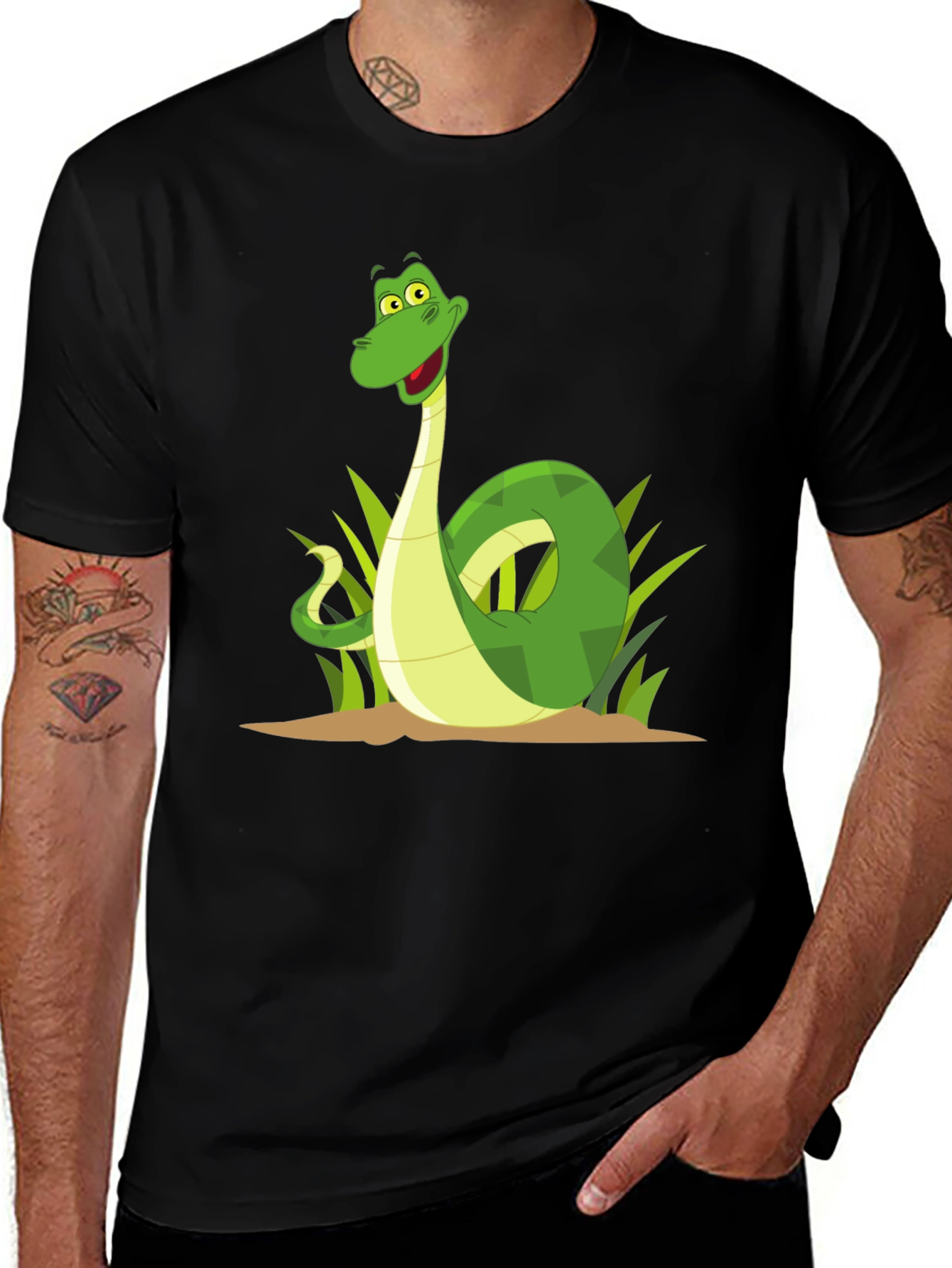 Variant 16 of Cartoon Snake Graphic Tee - Unique Design