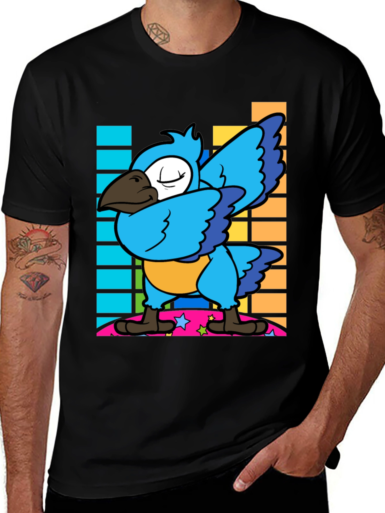 Variant 20 of Dabbing Parrot Graphic Tee - Funny Bird Dance Shirt