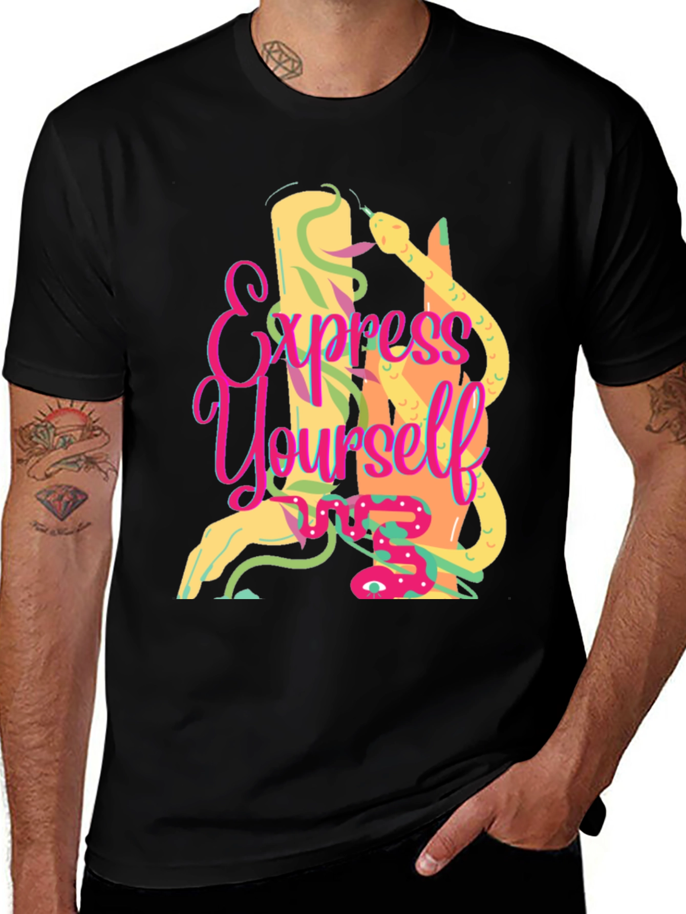 Variant 27 of Express Yourself Graphic Tee - Black Cotton T-Shirt