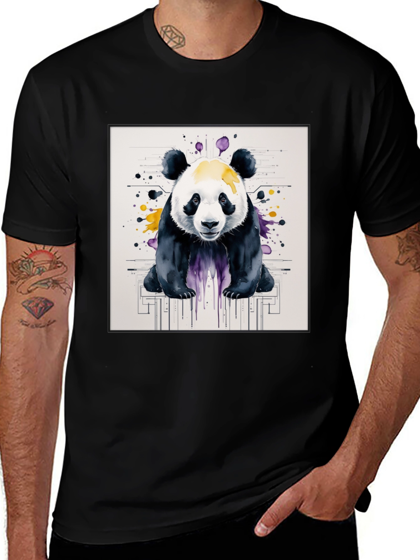 Variant 21 of Panda Watercolor Graphic Tee - Casual Style