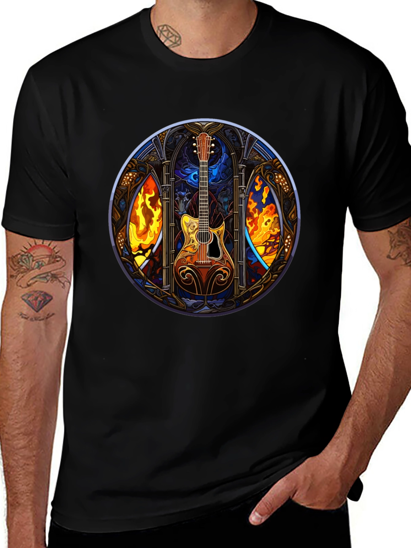 Variant 4 of Guitar Stained Glass Graphic Tee