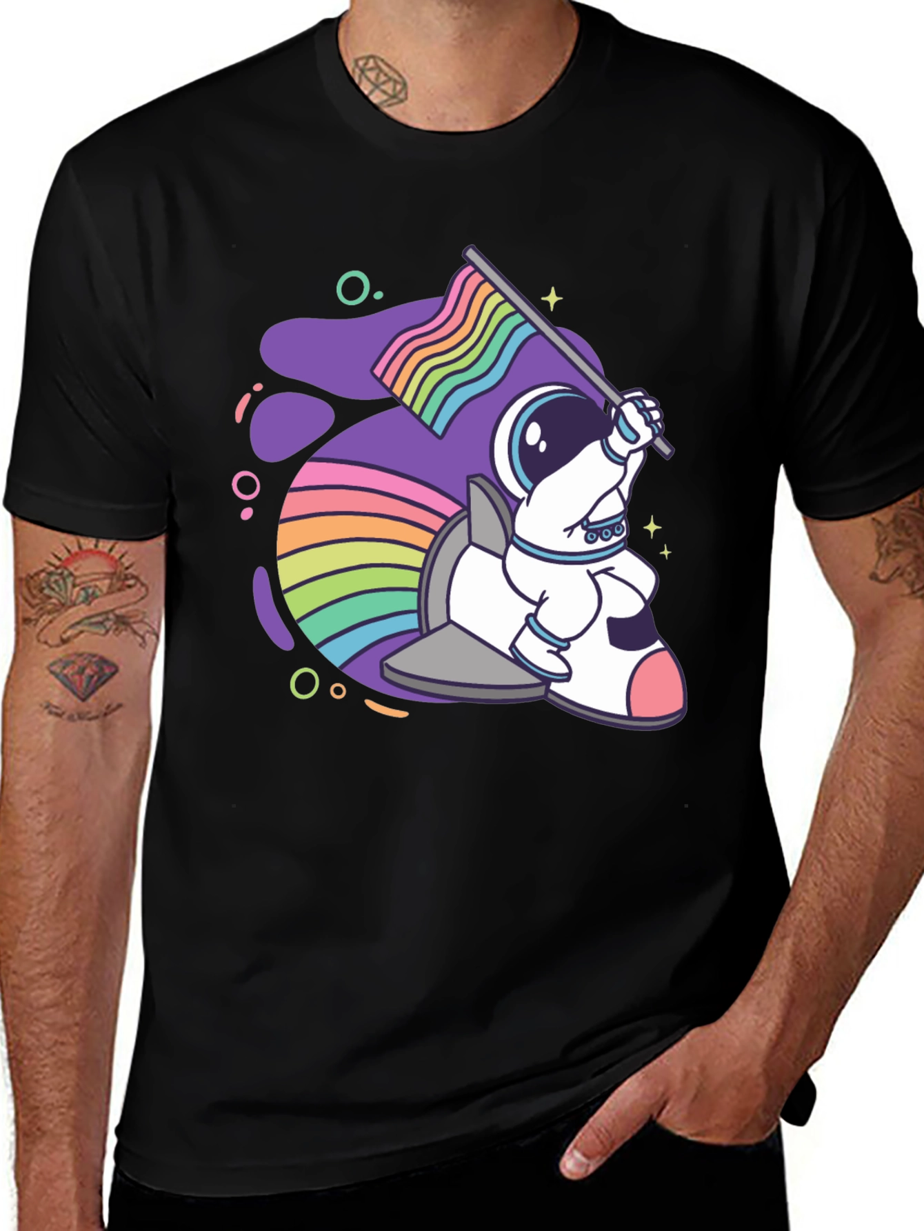 Variant 2 of Astronaut Rainbow Rocket T-Shirt