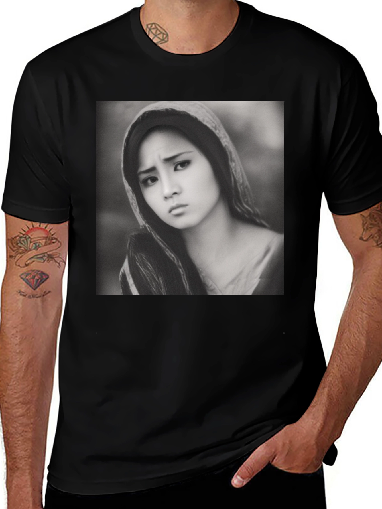 Variant 25 of Monochrome Portrait Tee - Classic Style