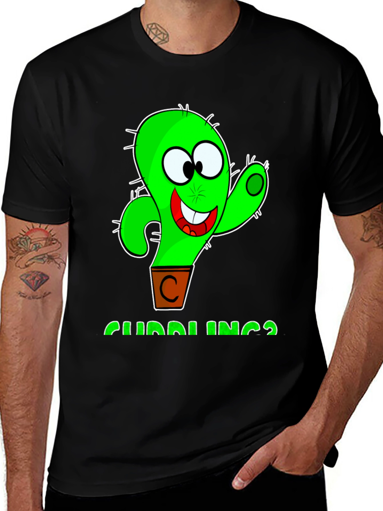 Variant 27 of Cuddlings Cactus Graphic T-Shirt - Funny Cartoon Design