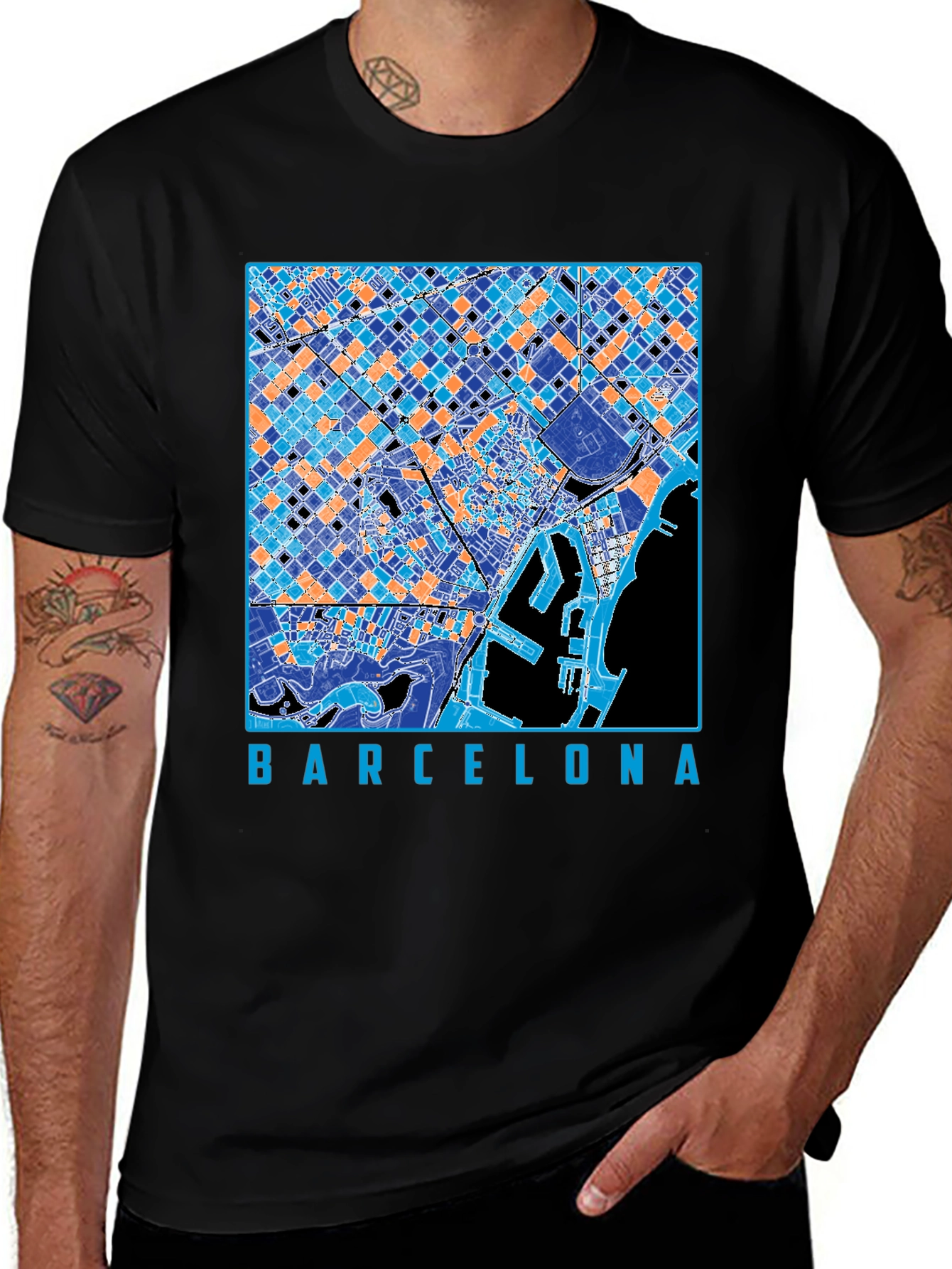 Barcelona Map Graphic T-Shirt - Stylish City Souvenir