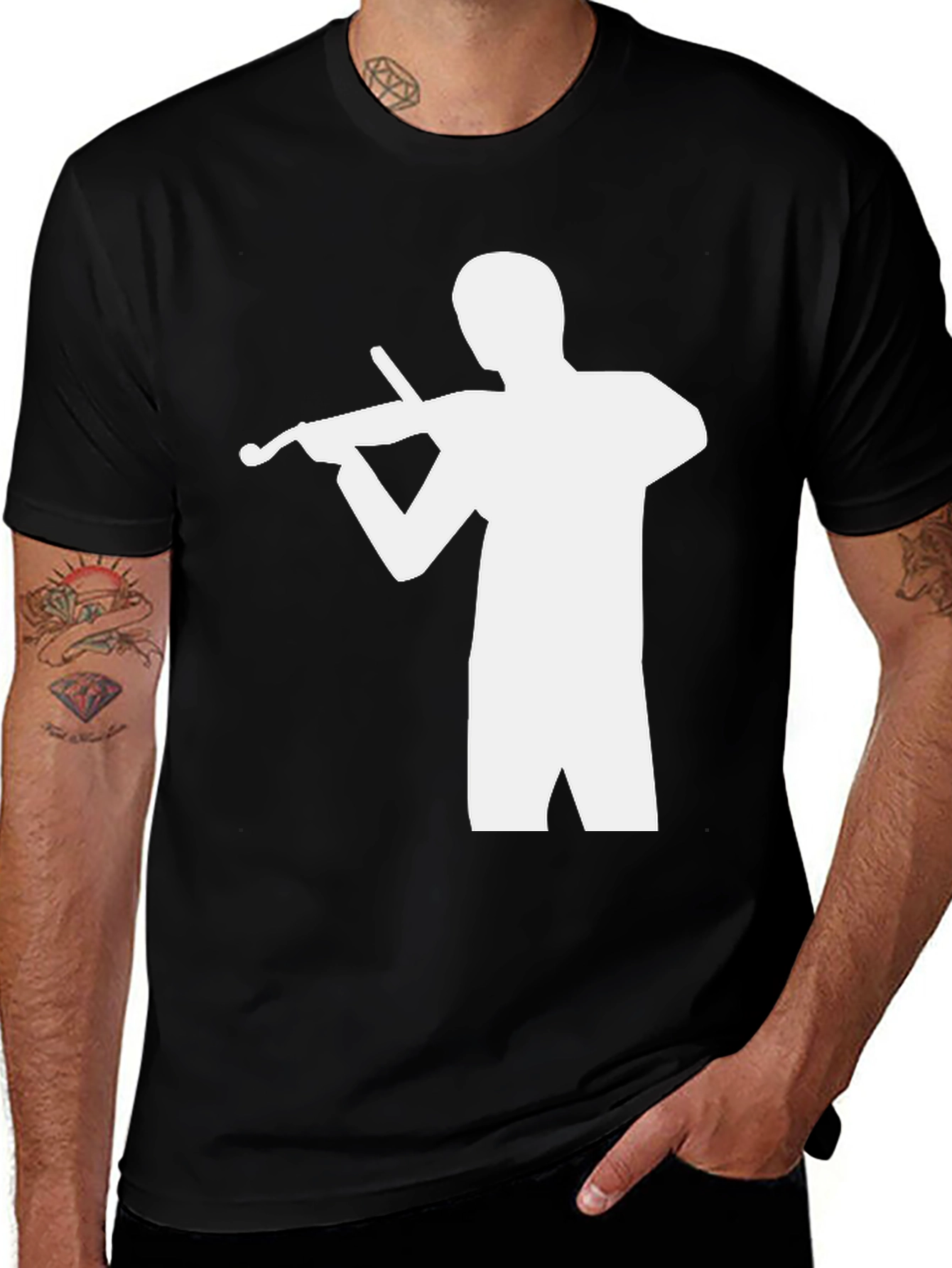 Variant 18 of Musician Silhouette Black T-Shirt