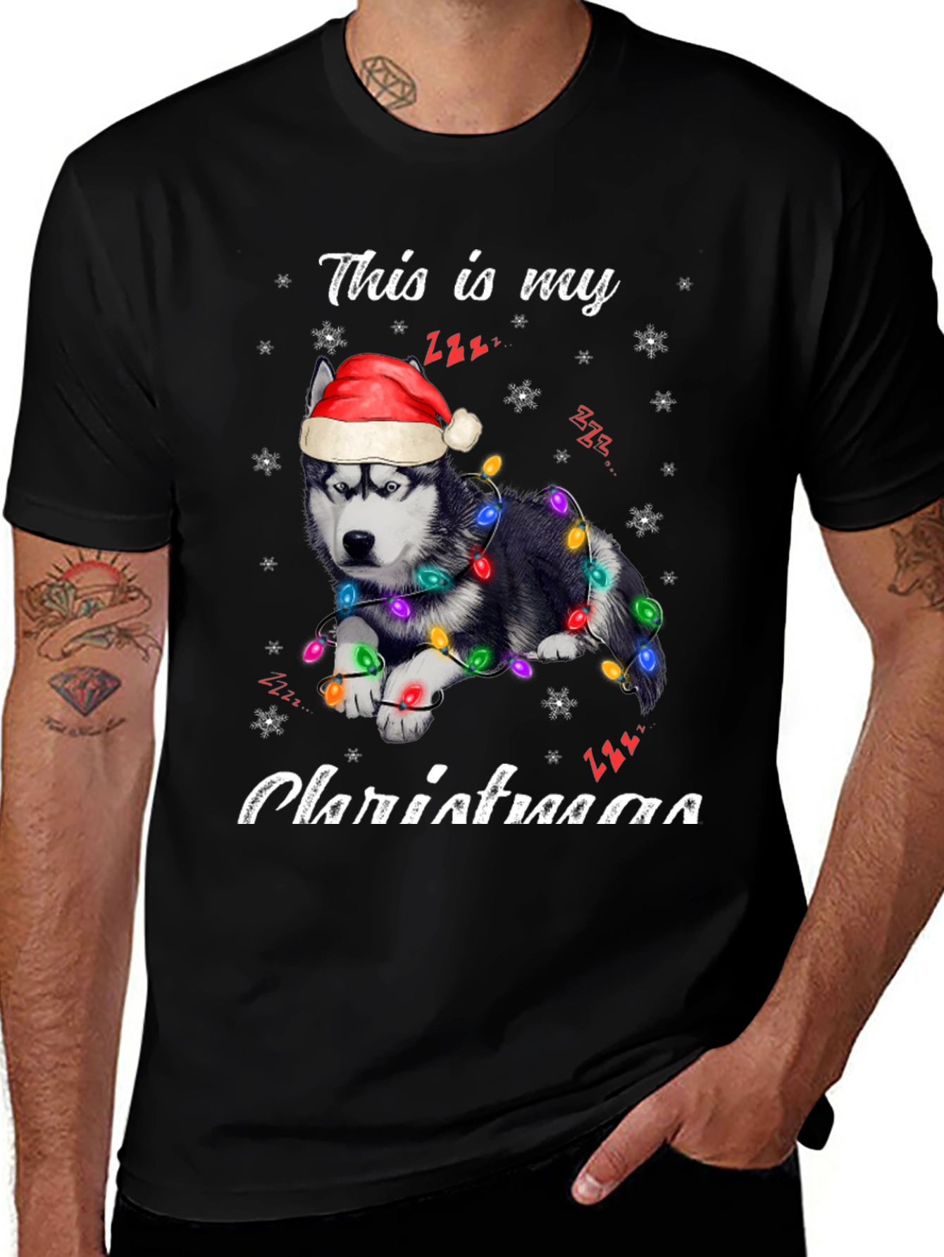 Festive Husky Christmas T-Shirt - Holiday Apparel