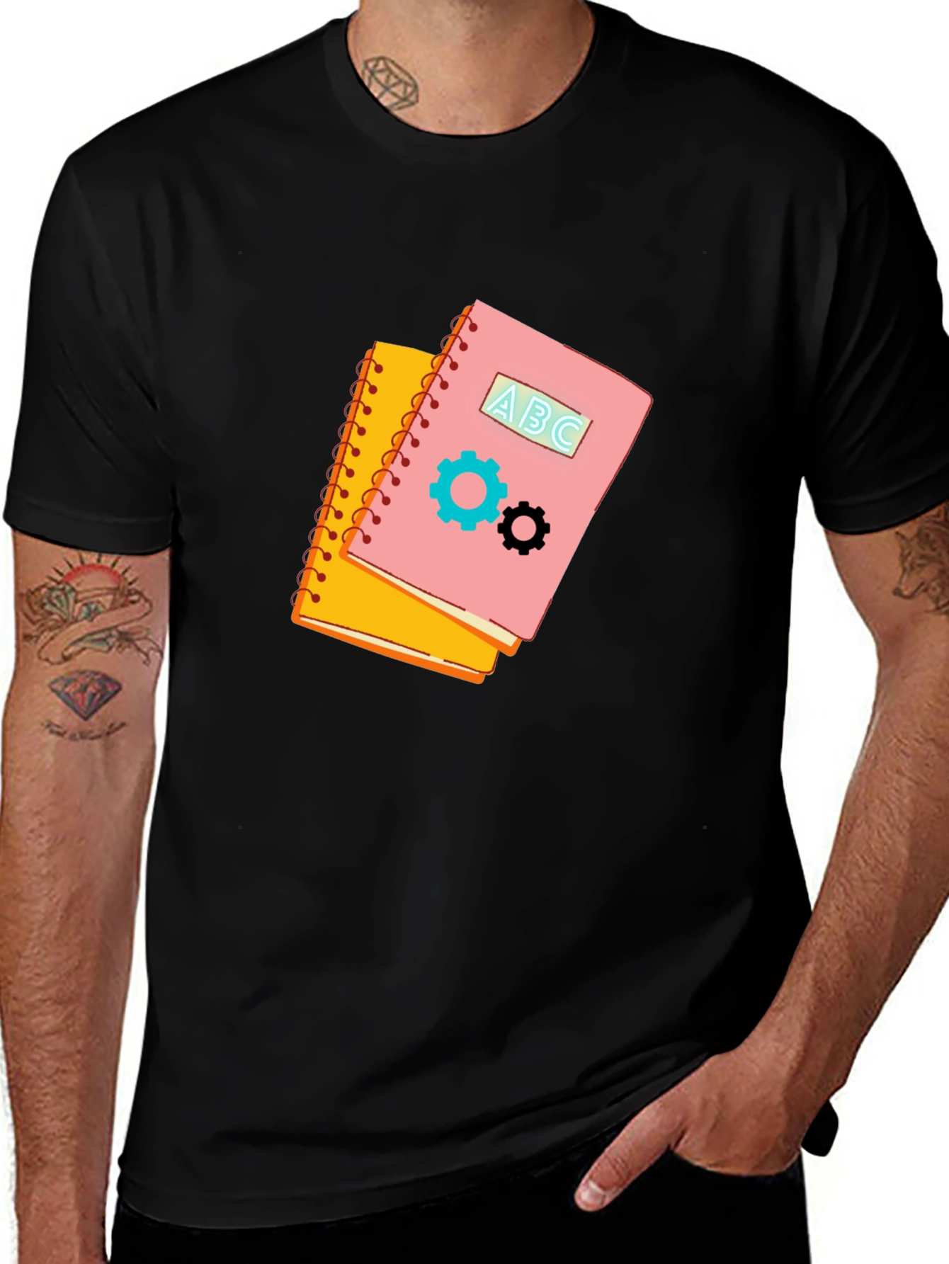 Variant 8 of Notebook Gears Graphic Black Tee - Stylish & Unique