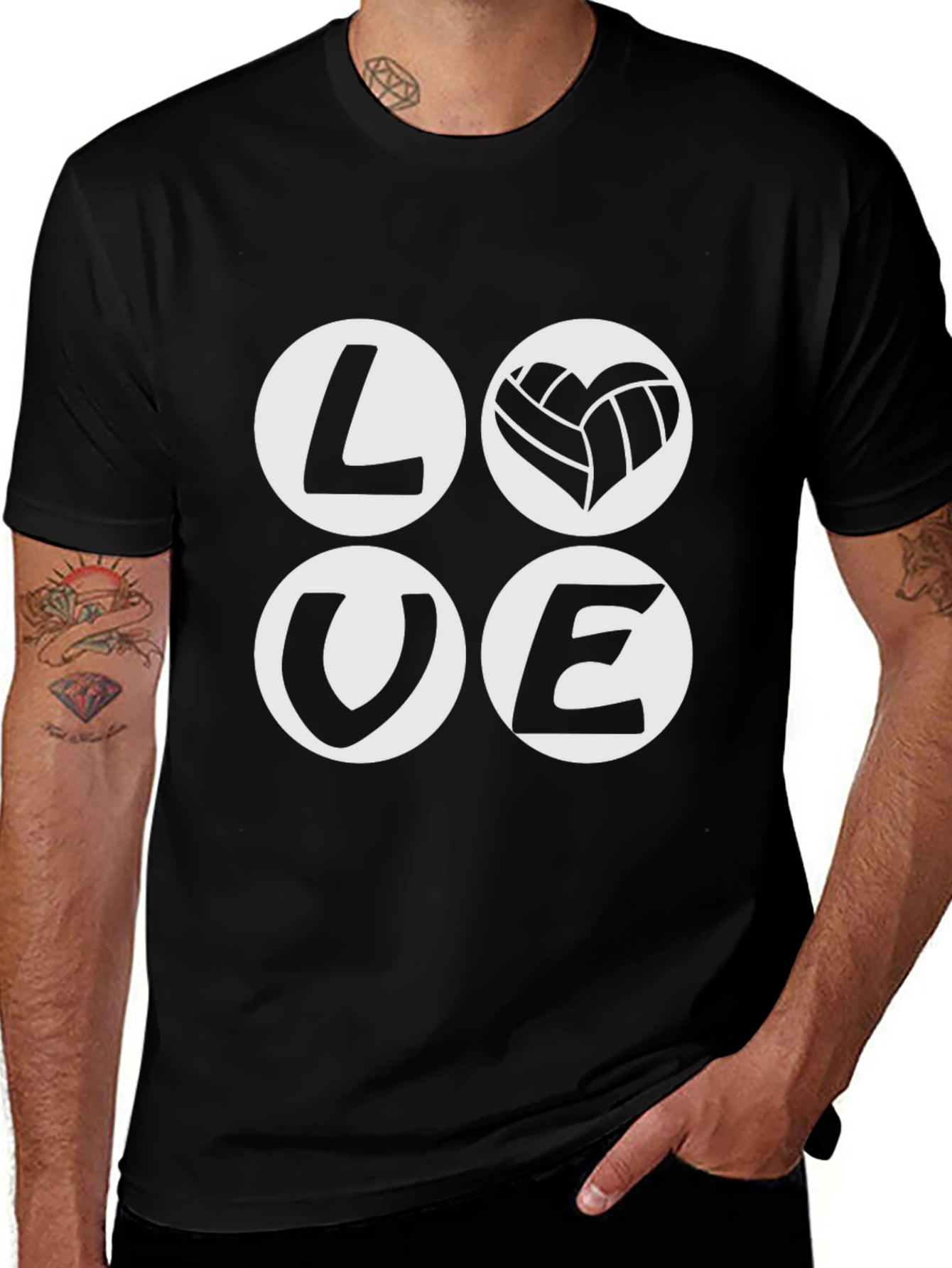 Variant 17 of Love Volleyball Graphic Tee - Black Cotton T-Shirt