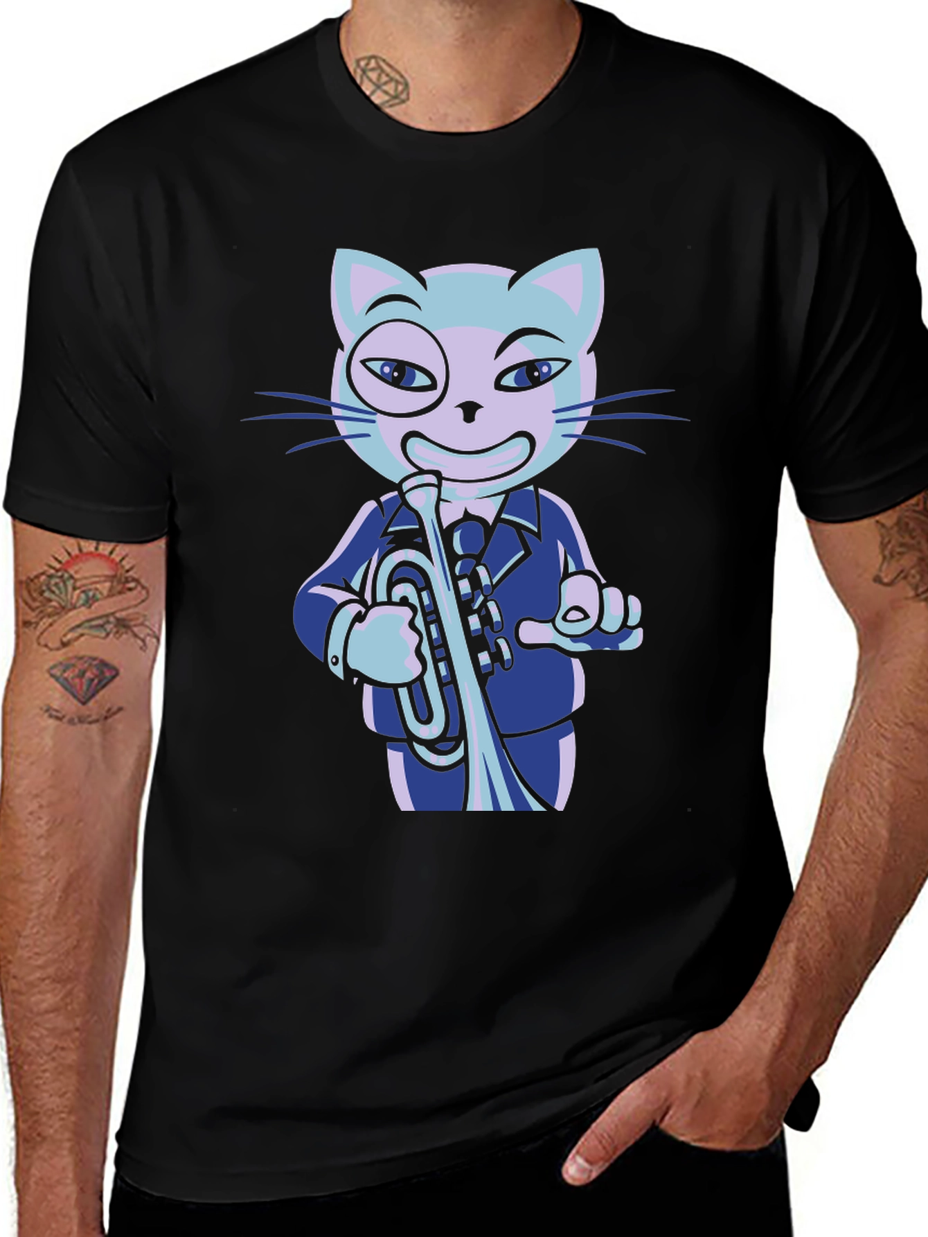Variant 27 of Cool Cat Trumpet Player Graphic Tee