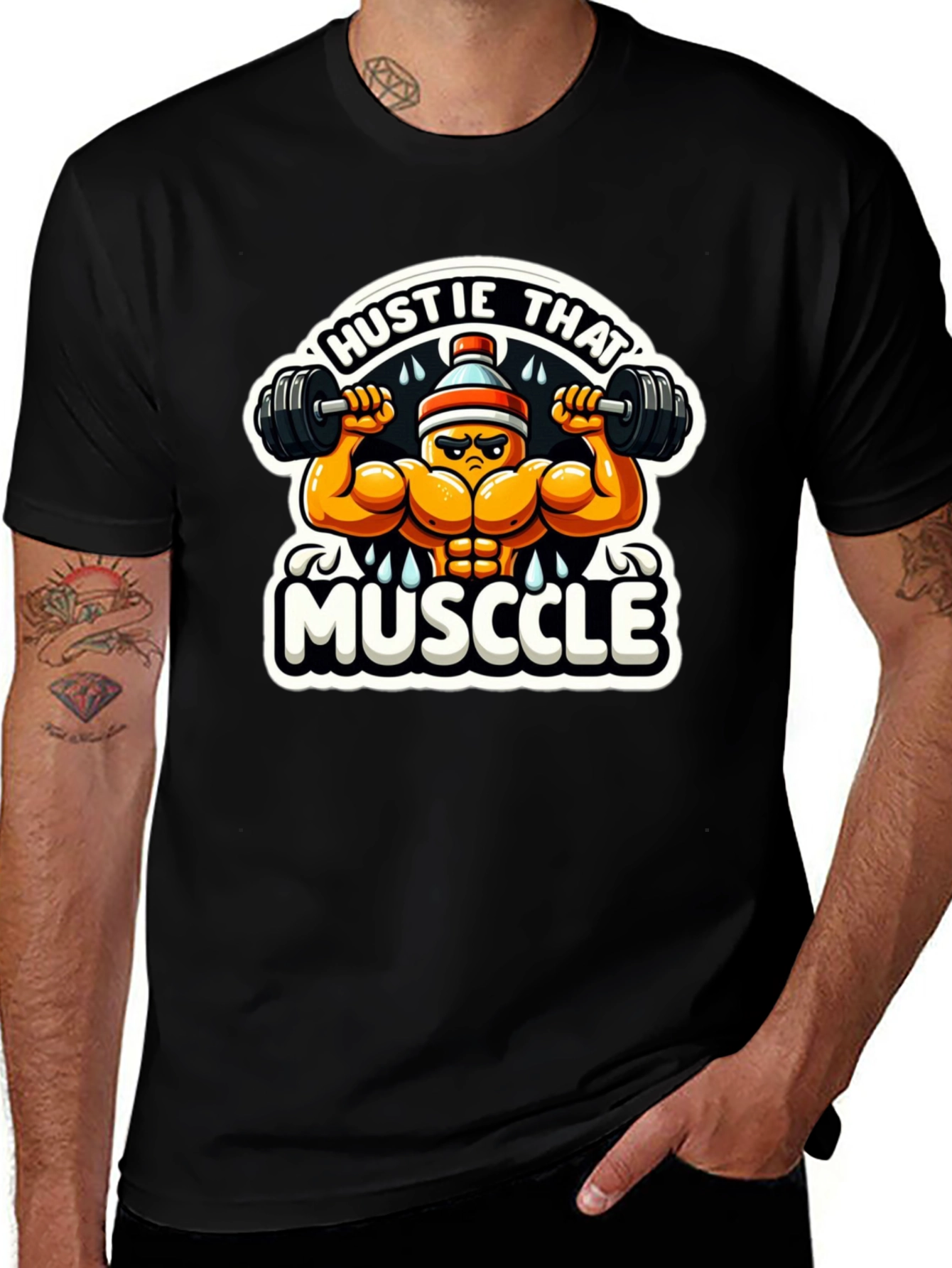 Variant 22 of Hustle That Muscle Black T-Shirt